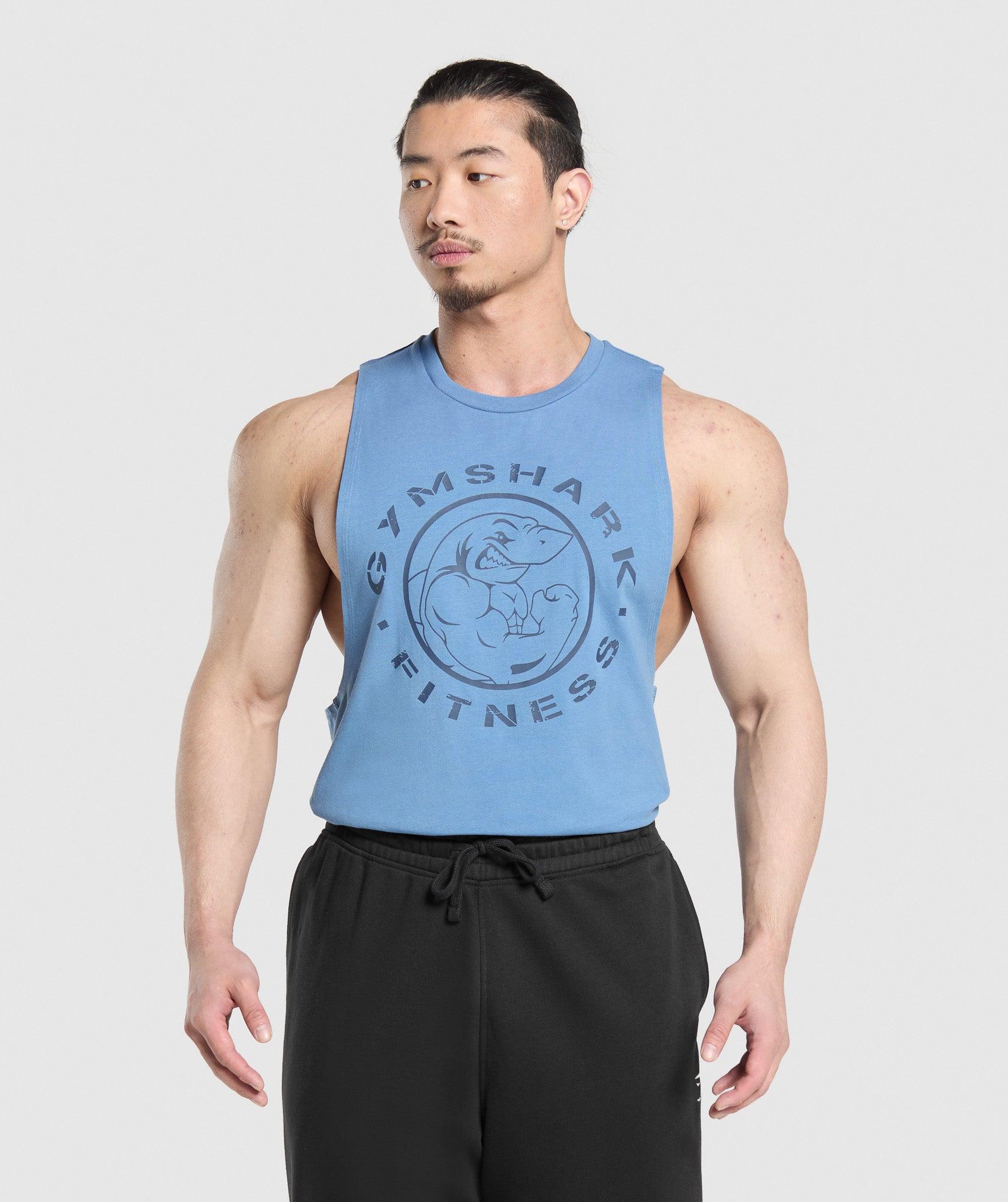 Gymshark Legacy Drop Arm Tank - Classic Blue Male Product Image