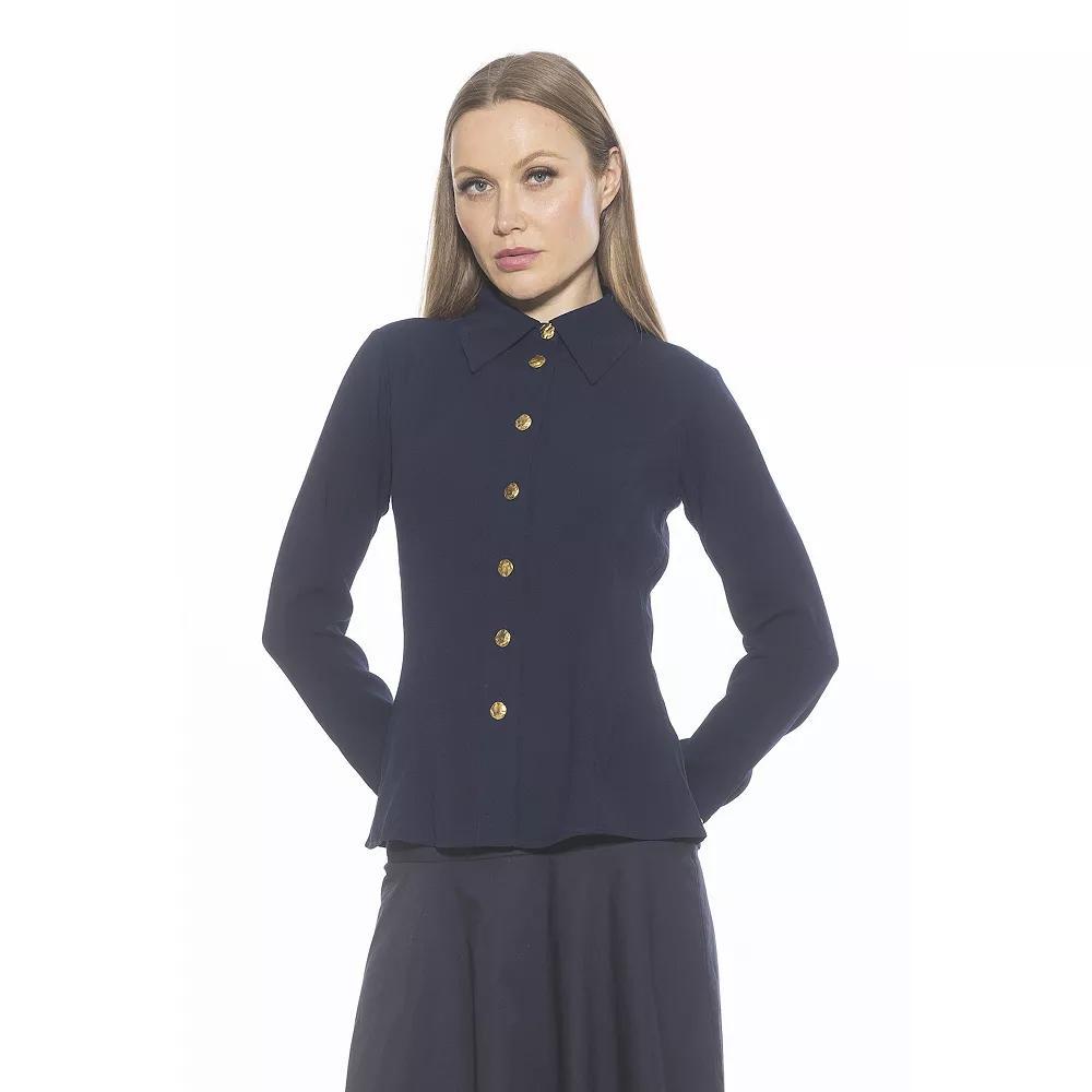 Women's ALEXIA ADMOR Leland Collared Button Down Shirt With Wide Cuff,  Product Image