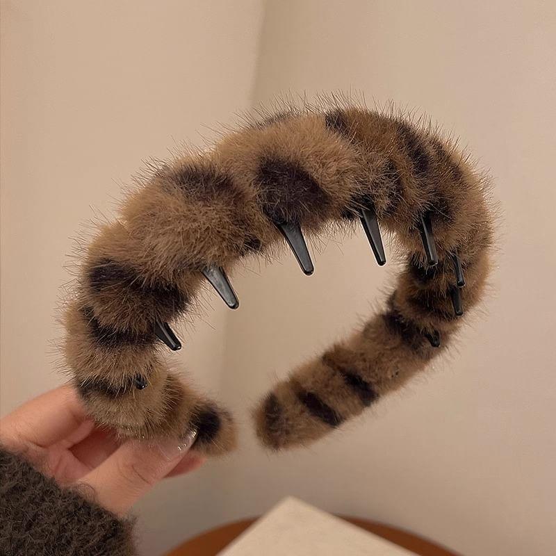 Leopard Print Fluffy Headband Product Image