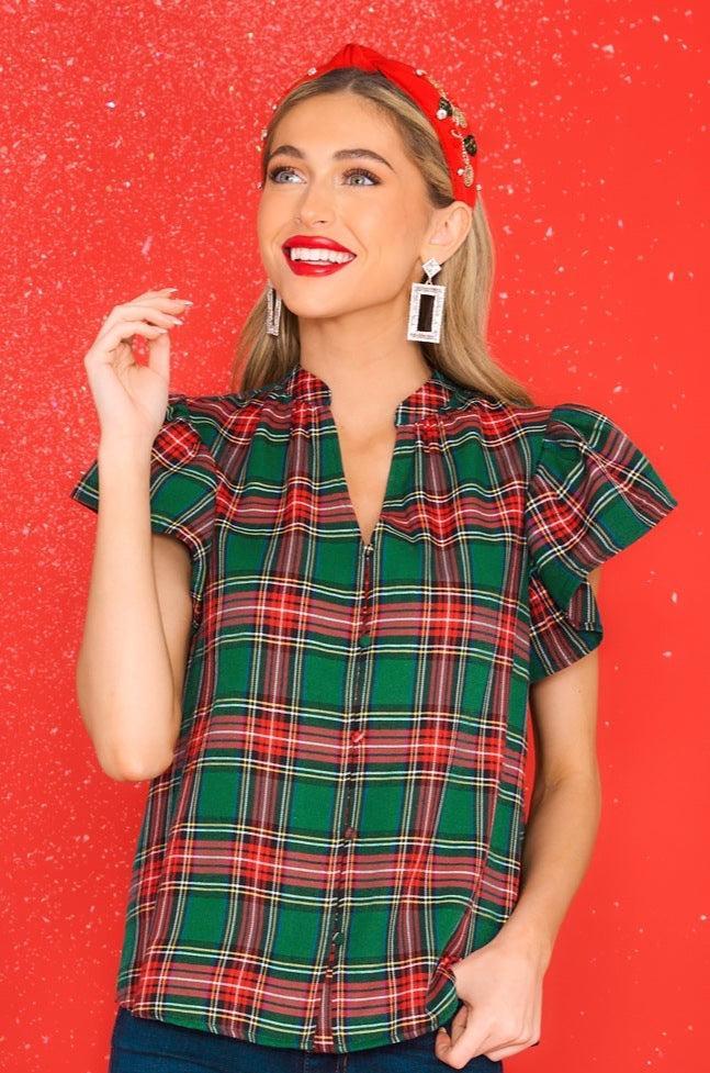 Mistletoe Magic Emerald Plaid Top Product Image