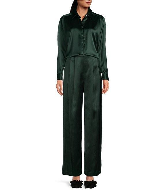 Gianni Bini Devon Wide Leg High Rise Satin Pants Product Image