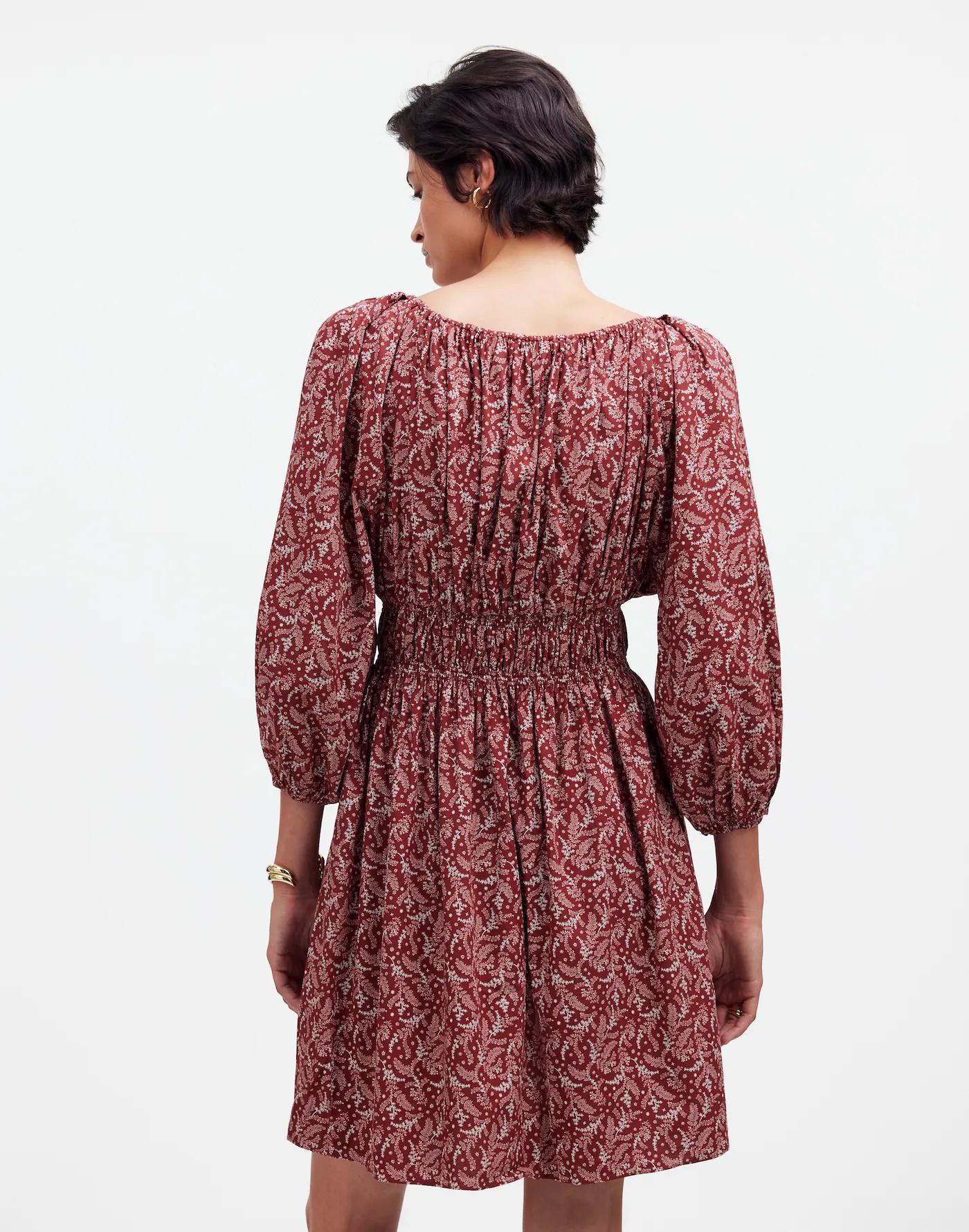 Puff-Sleeve V-Neck Mini Dress in Paisley Floral Product Image