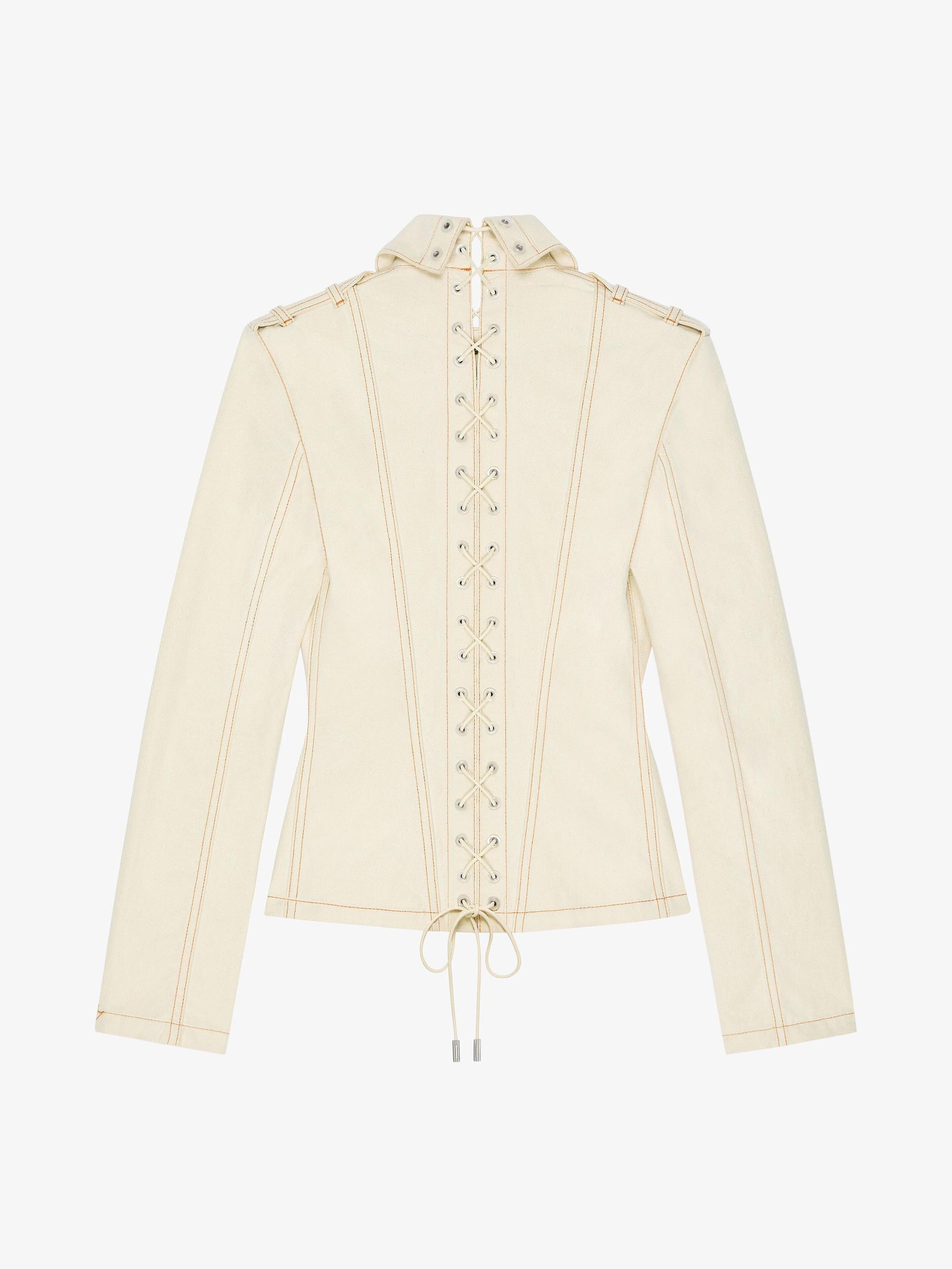 Slim fit jacket in denim with laces Product Image