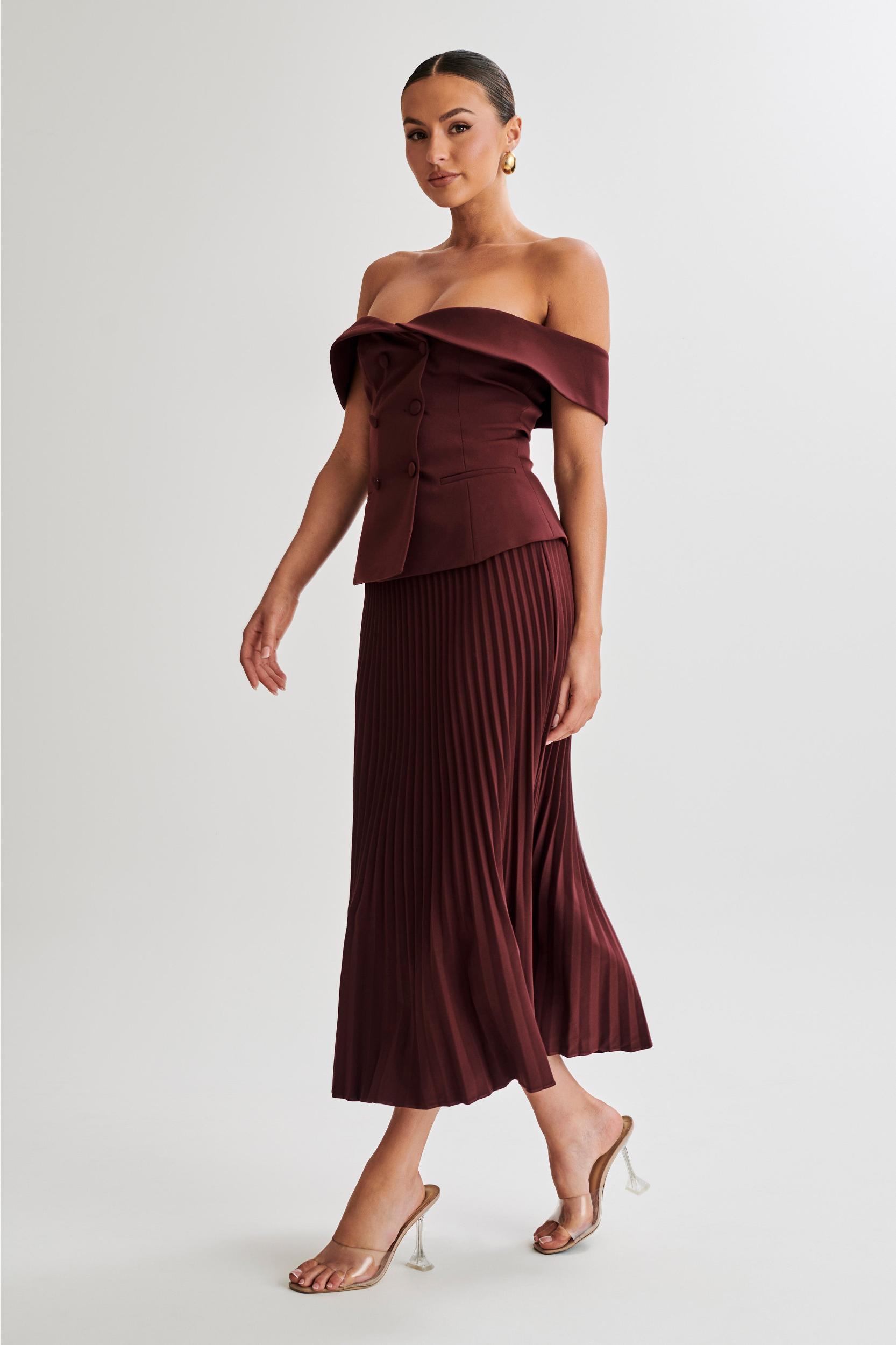 Krista Strapless Suiting Top - Plum Product Image