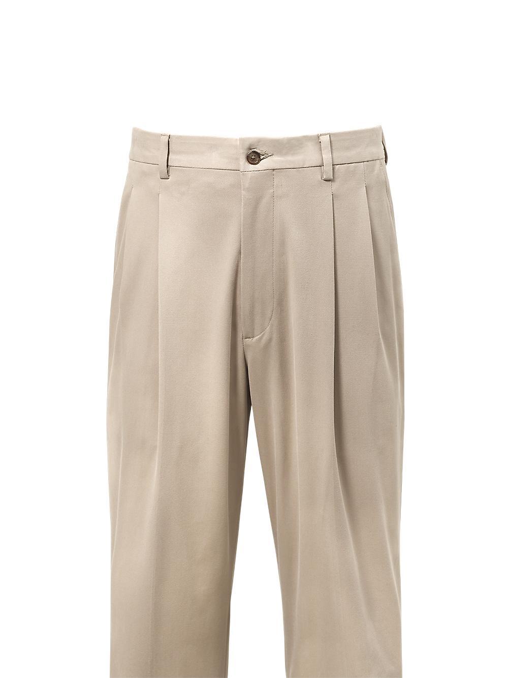 Classic Fit Cotton Stretch Twill Pleated Pants - Ink Product Image