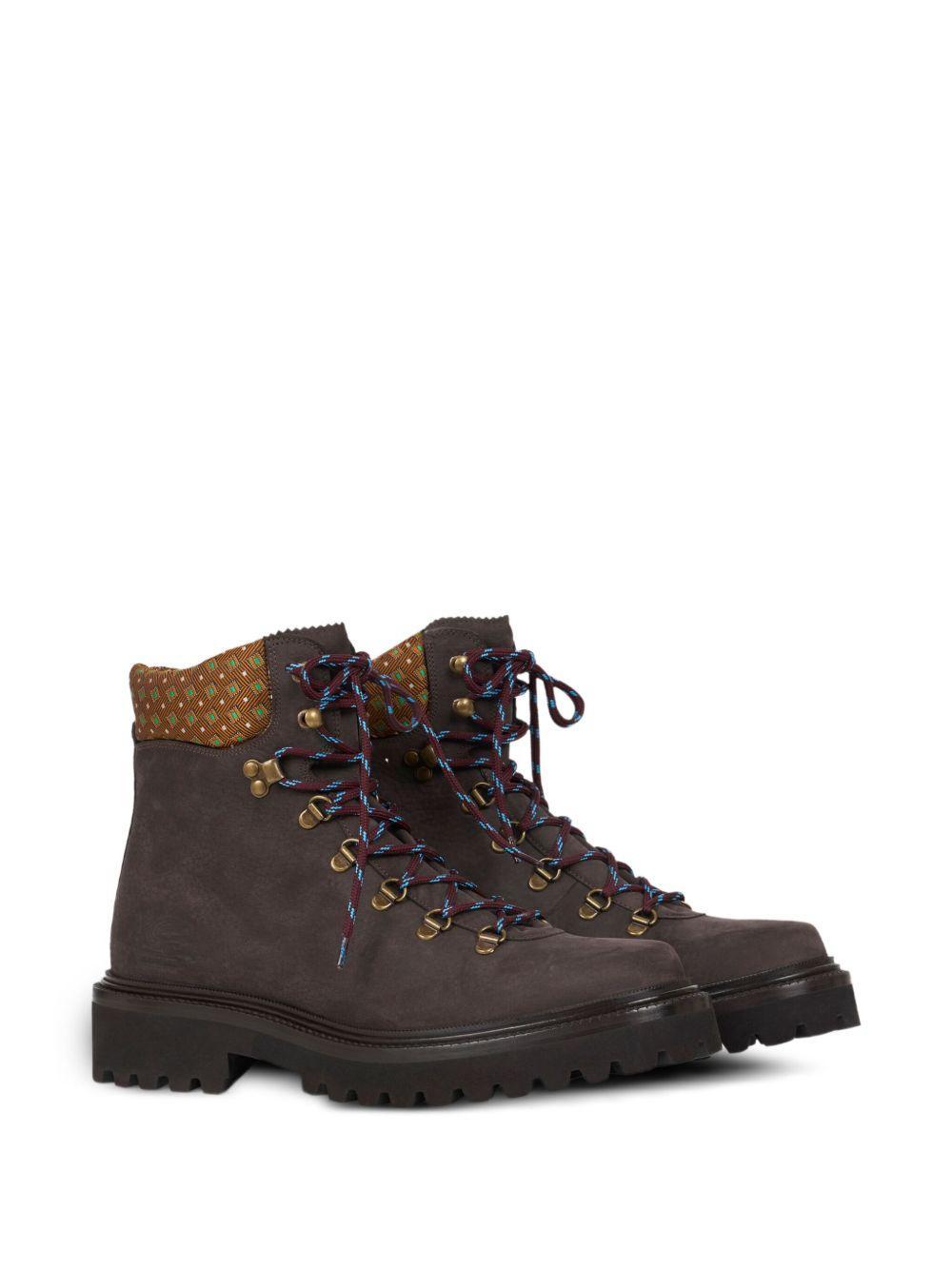 patterned-collar lace-up boots Product Image