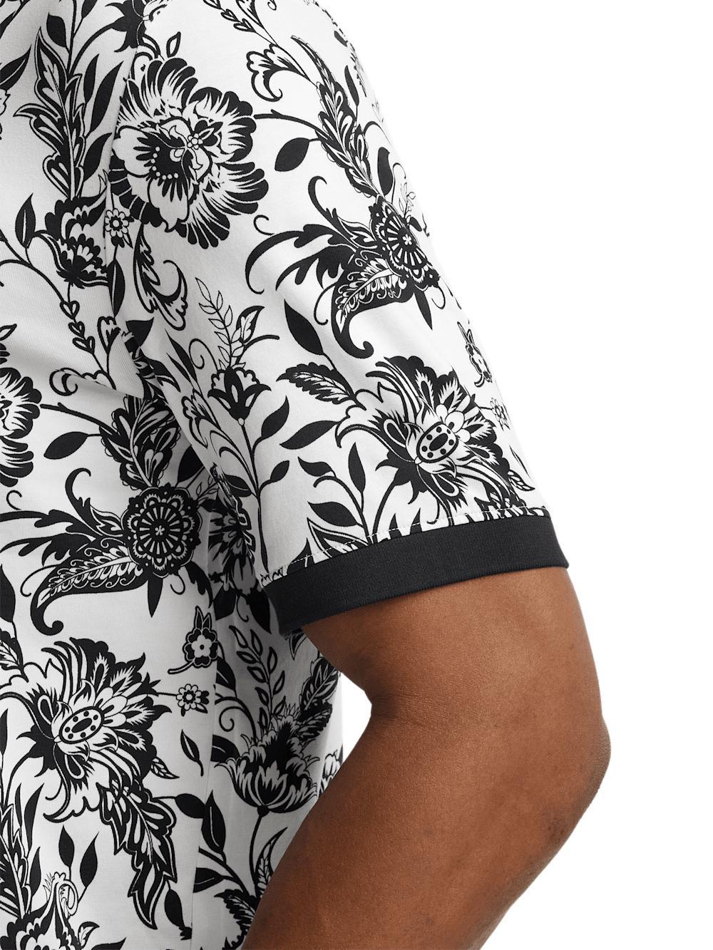 Cotton Blend Three Button Polo - Black/white Product Image