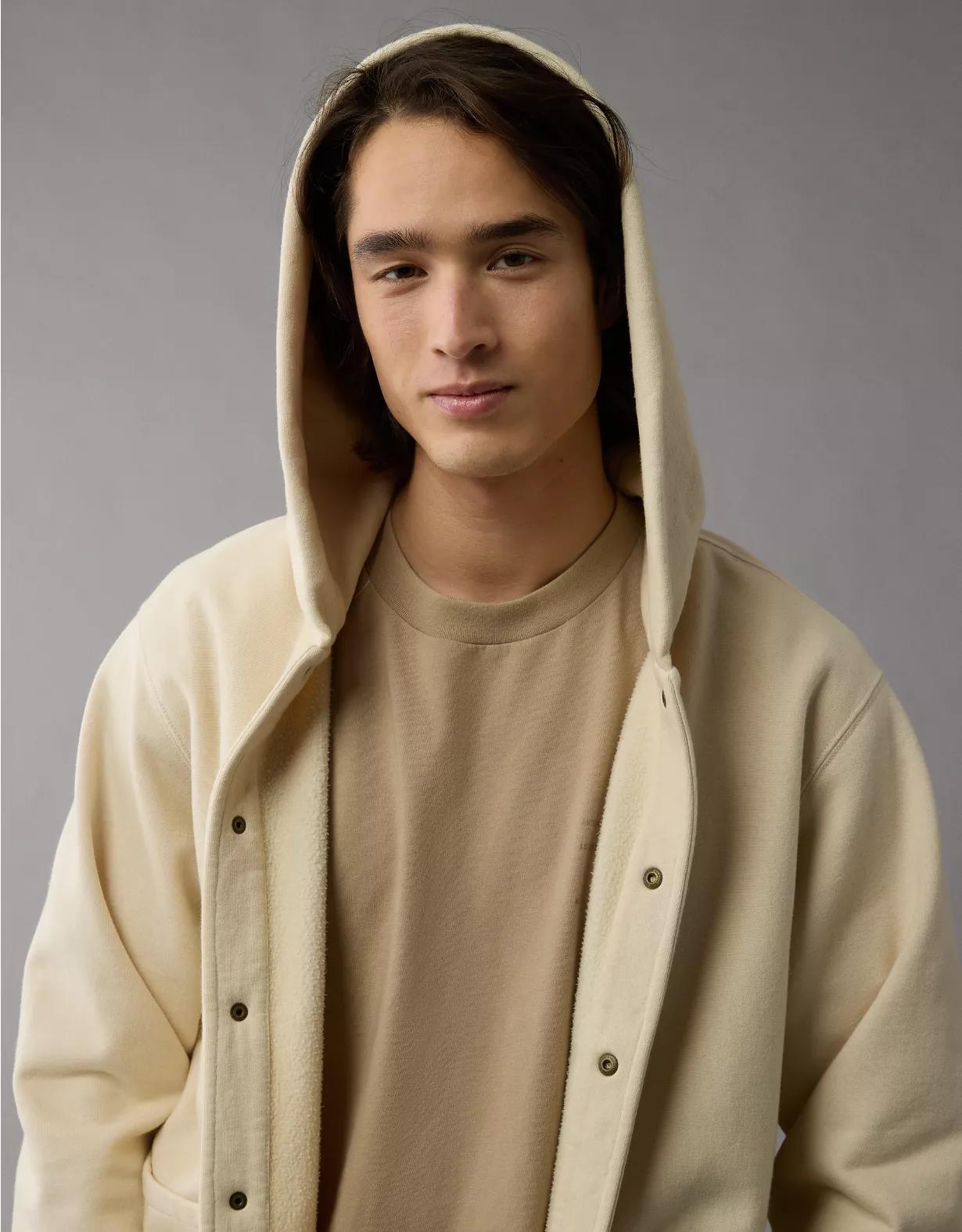 AE Laidback Luxe Heavyweight Button-Up Hoodie Product Image