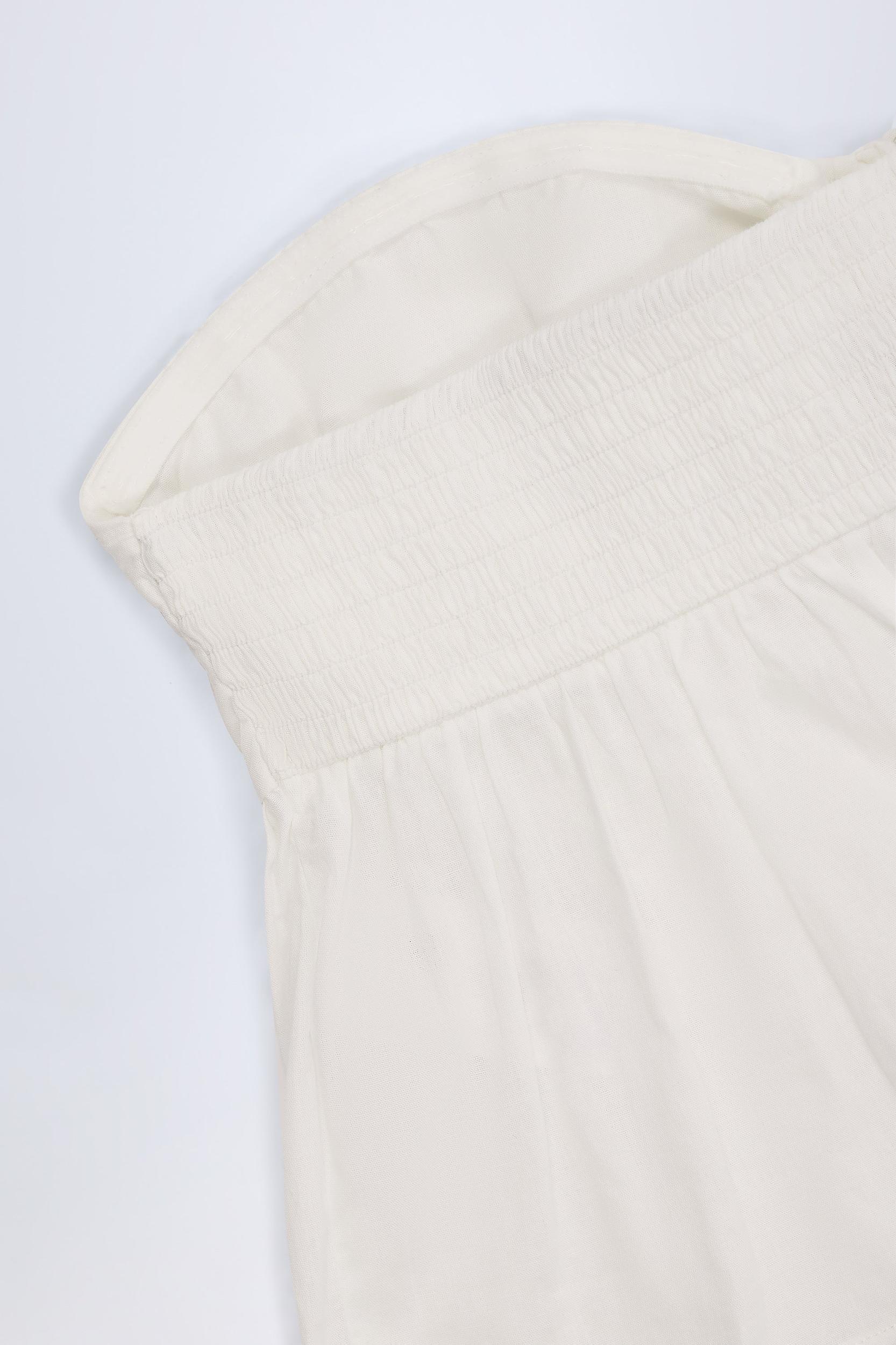 Tie-Front Strapless Cotton-Poplin Crop Top in White Product Image