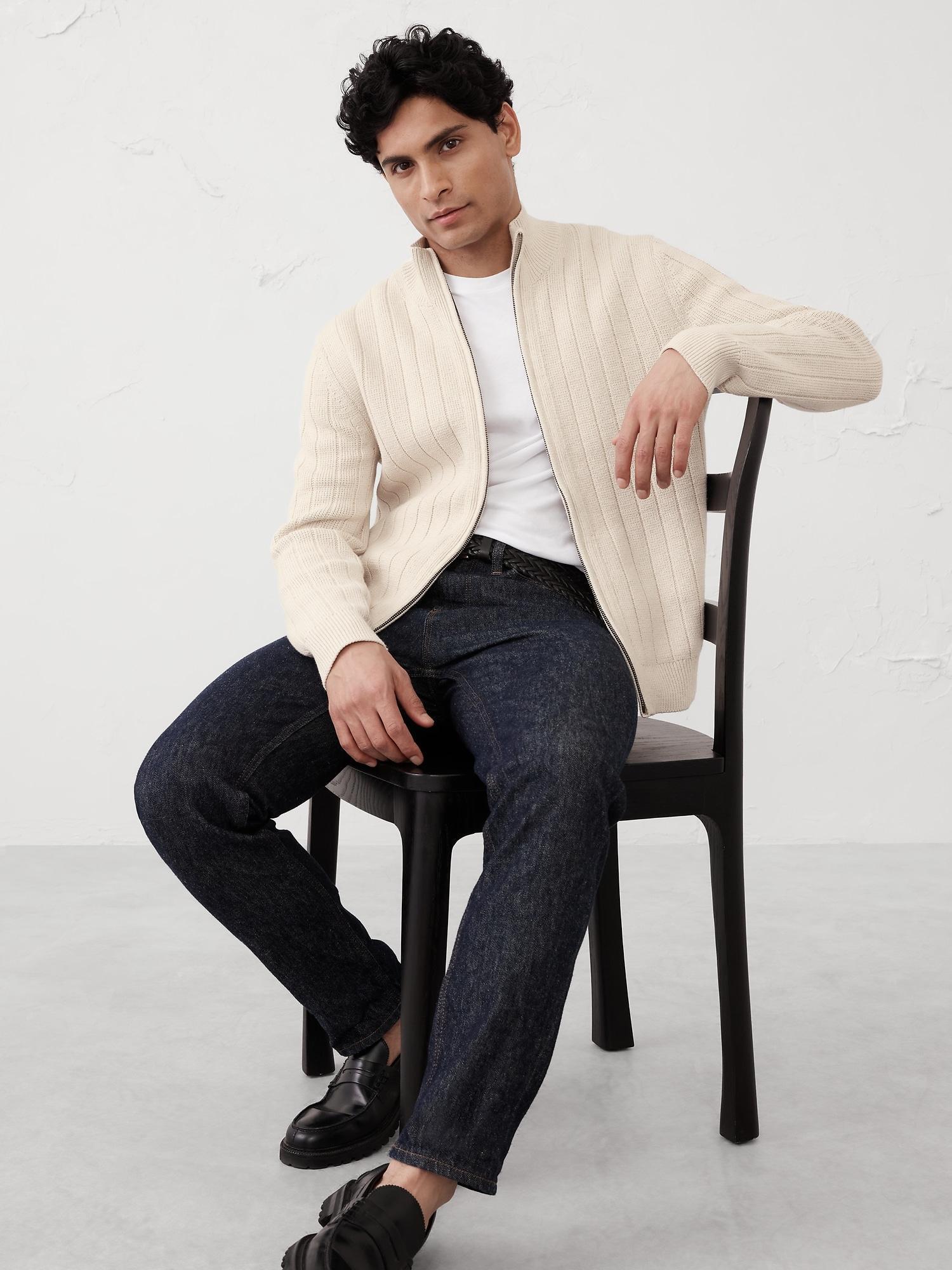 Wide-Ribbed Sweater Jacket Product Image