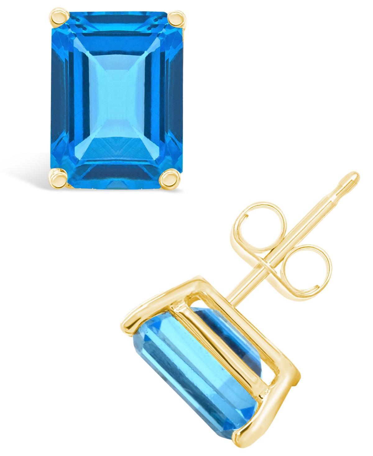 Celebration Gems 14k Gold Emerald Cut Swiss Blue Topaz Stud Earrings, Women's, 14k Whgold Product Image