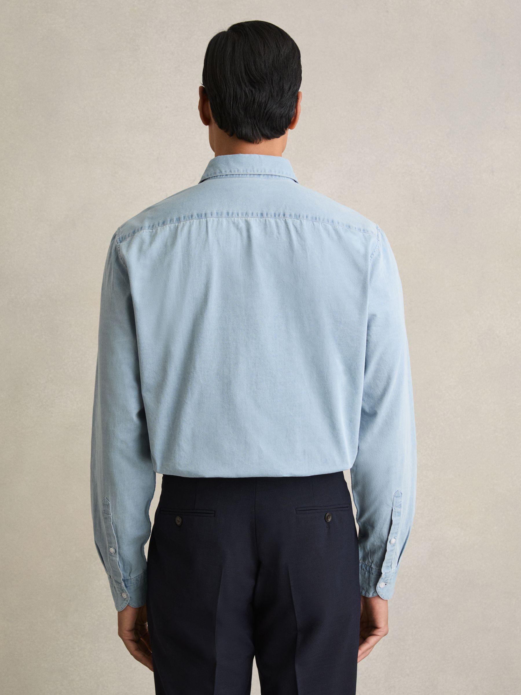 Washed Cotton Chambray Shirt in Blue Product Image