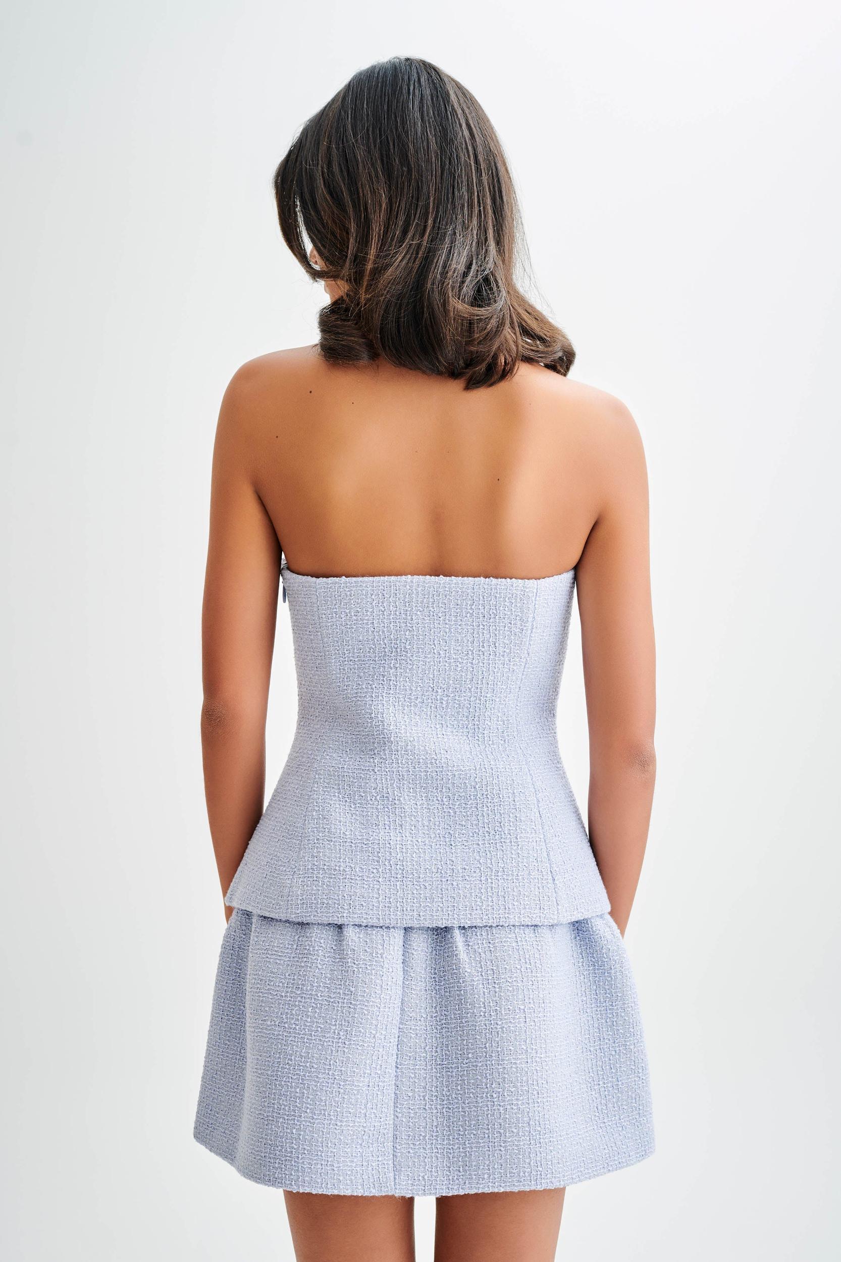 Cyrus Strapless Boucle Top - Sky Blue Product Image
