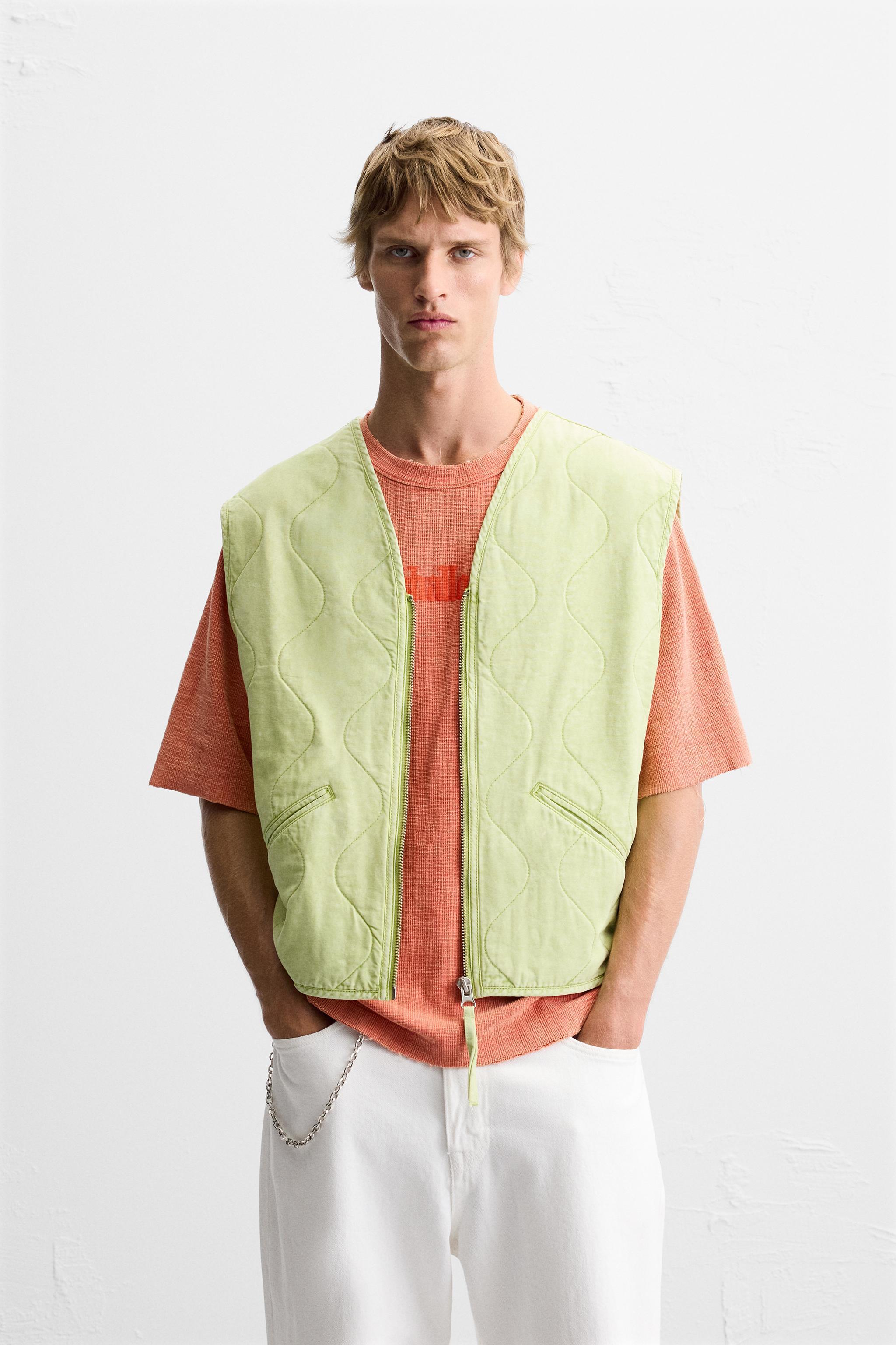 WASHED EFFECT QUILTED VEST Product Image