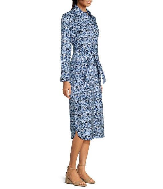 J.McLaughlin Orla Linen Notch Collar Long Sleeve Tie Front Button Down Dress Product Image