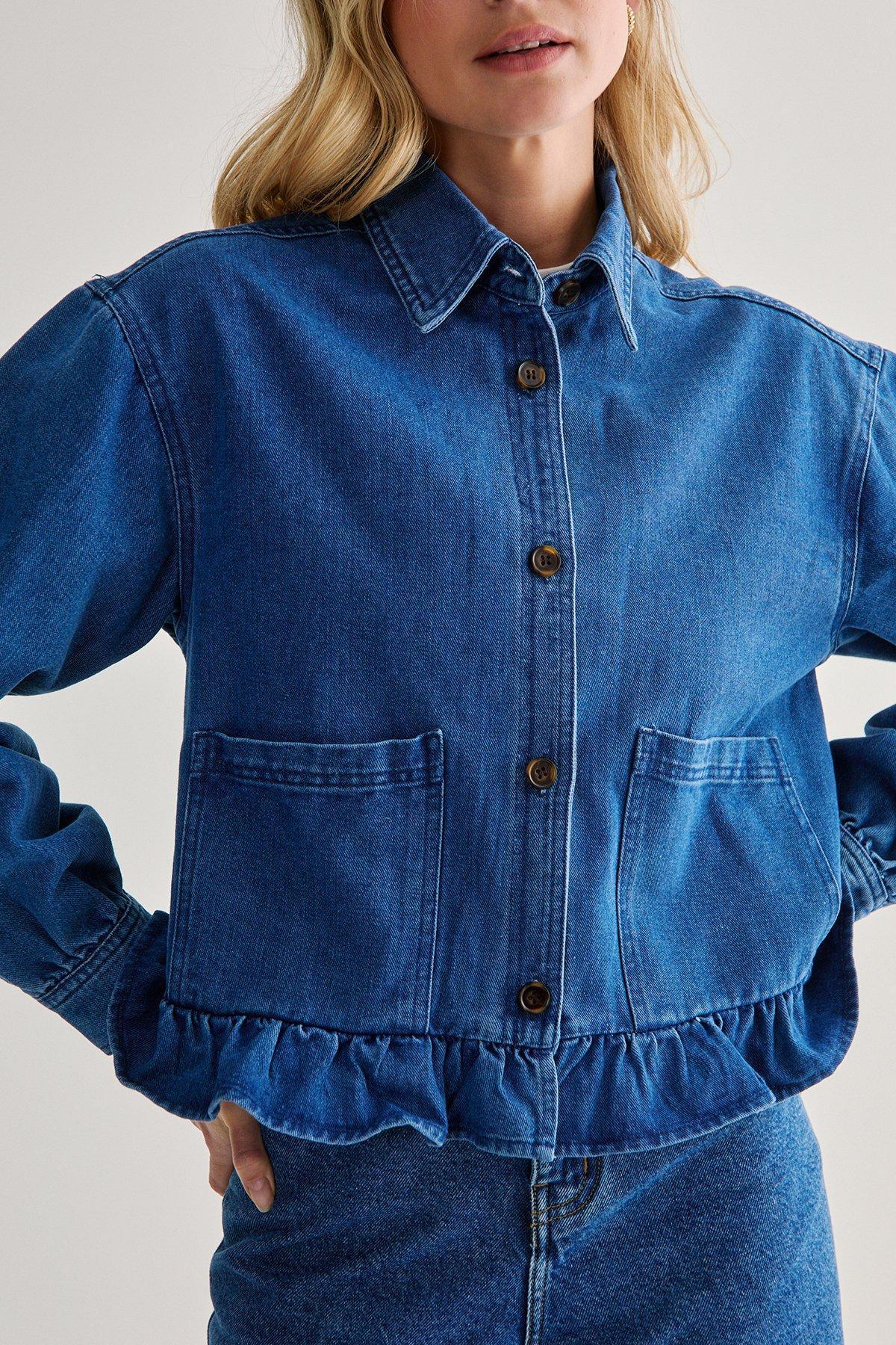 Frill Hem Denim Jacket Product Image