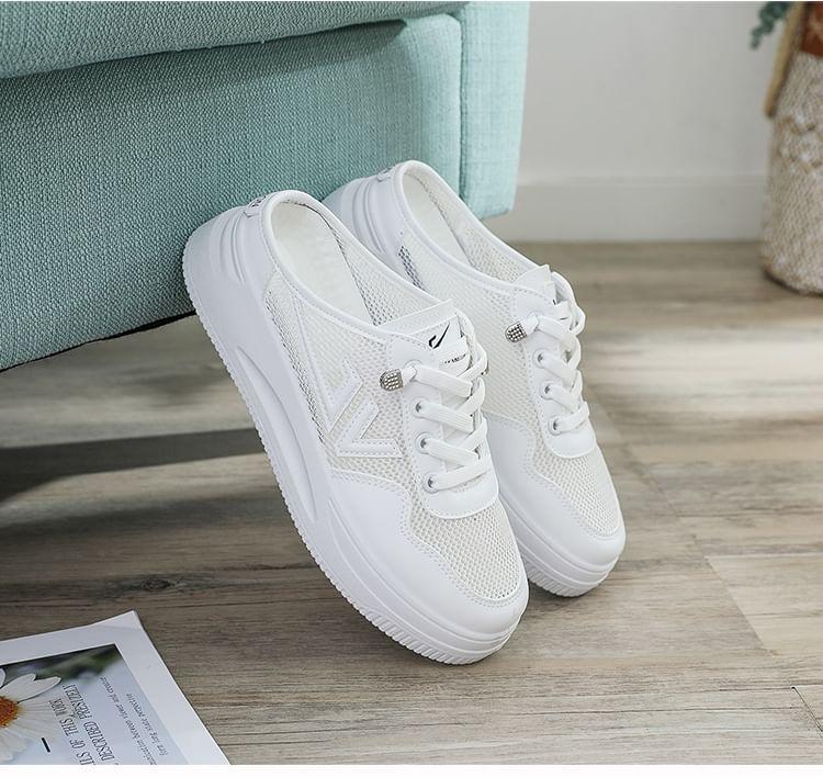 Platform Panel Mesh Sneaker Mules Product Image