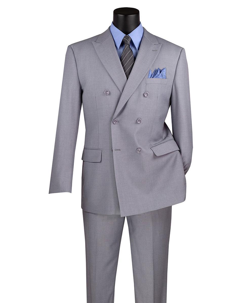 Ramses Collection - Light Gray Regular Fit Double Breasted 2 Piece Suit with Flexible Elastic Waistband Product Image