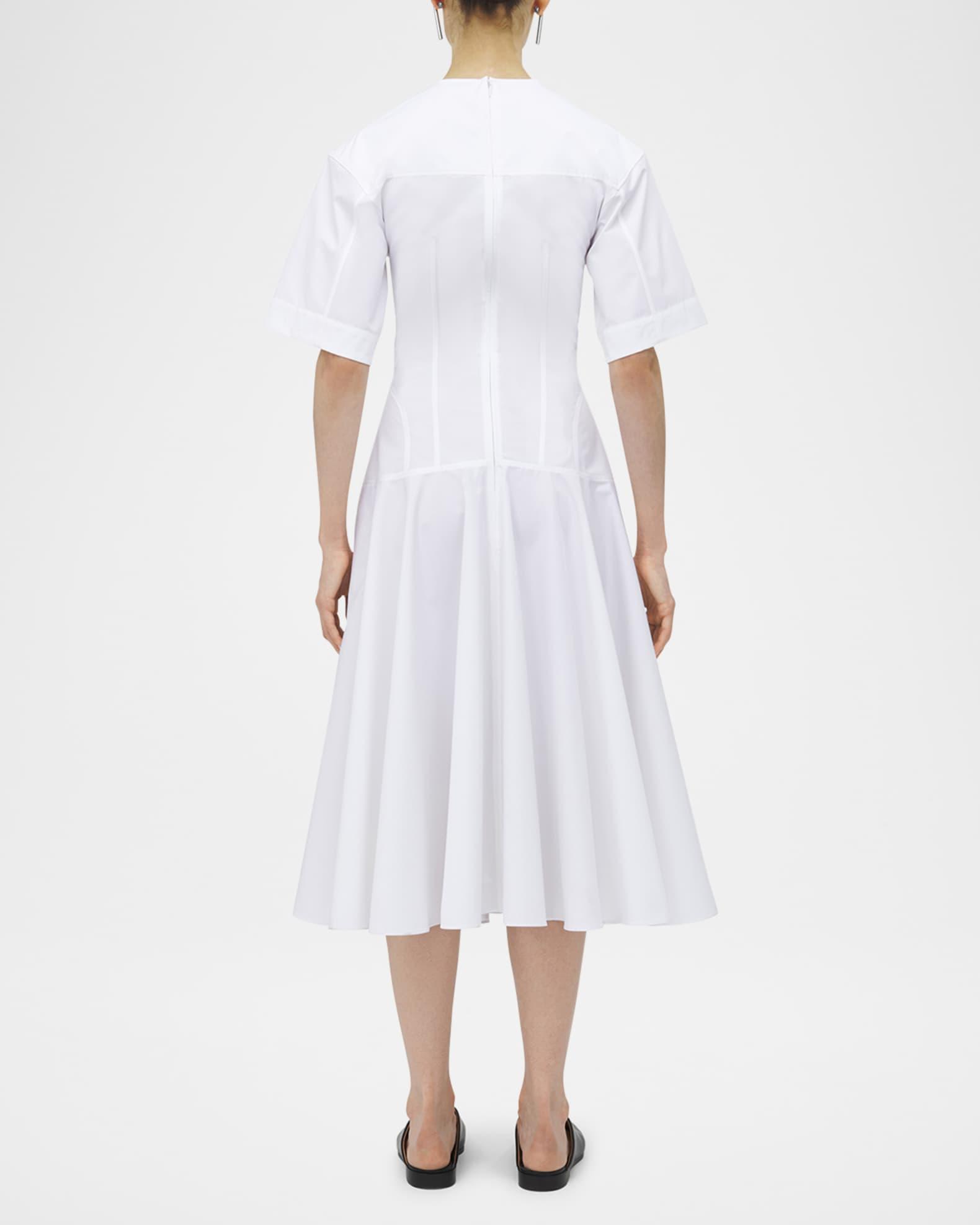 Short-Sleeve Seamed Midi Dress Product Image