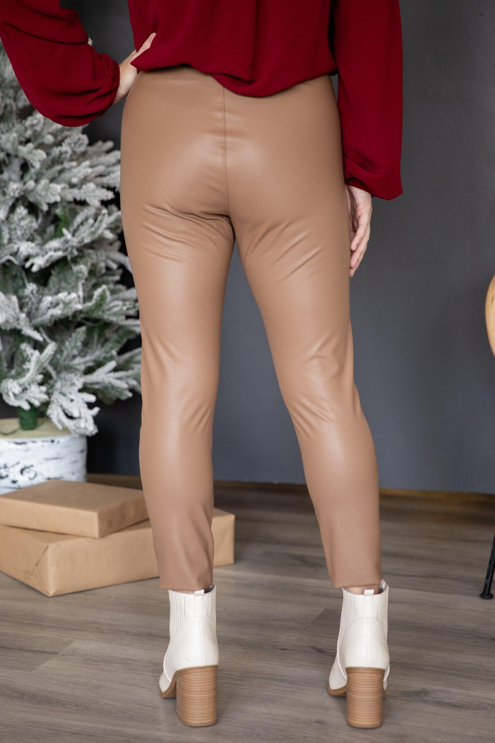 Mocha Plush Lined Faux Leather Leggings Product Image