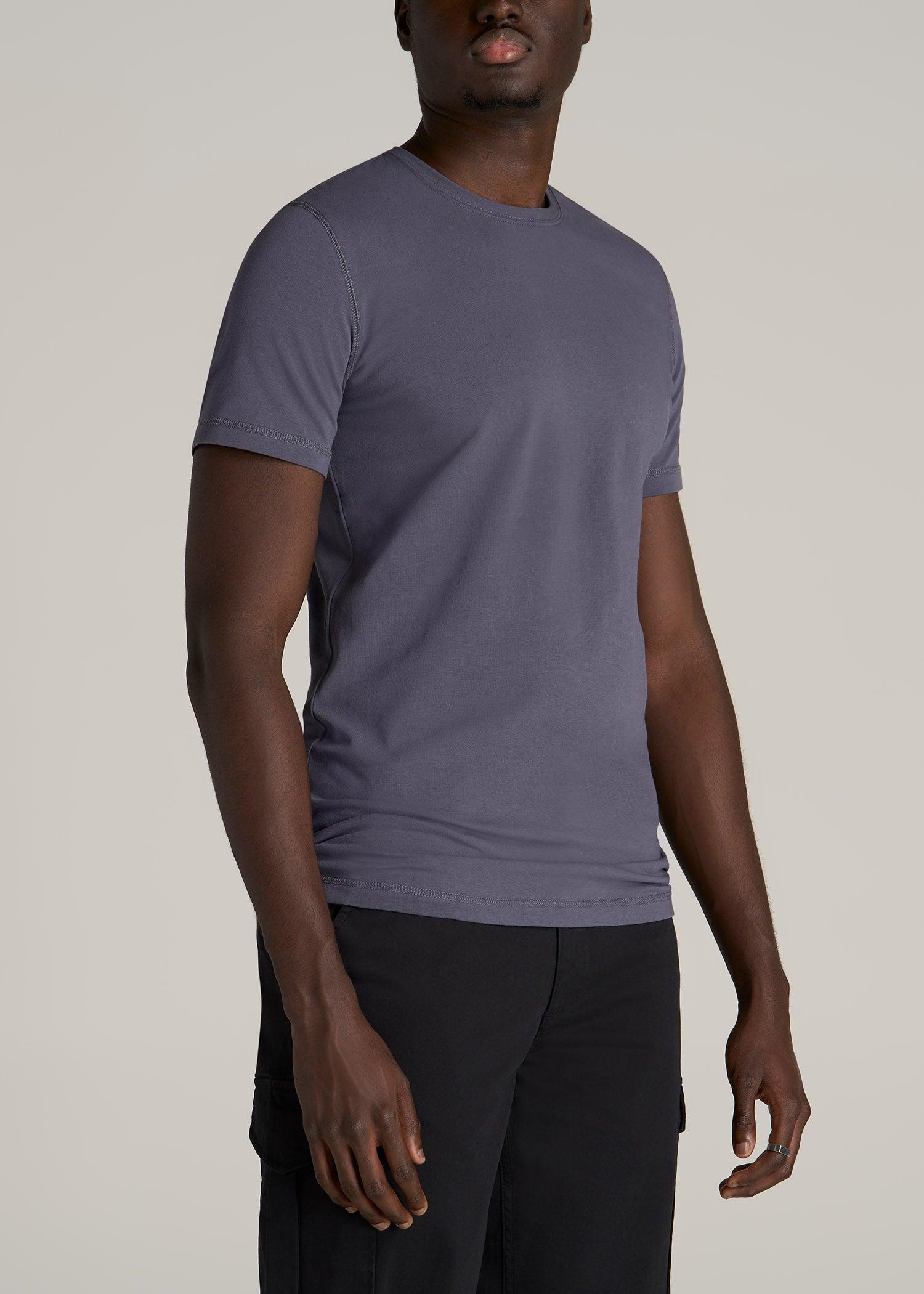 The Essential SLIM-FIT Crewneck Tee for Tall Men in Grey Blue Product Image