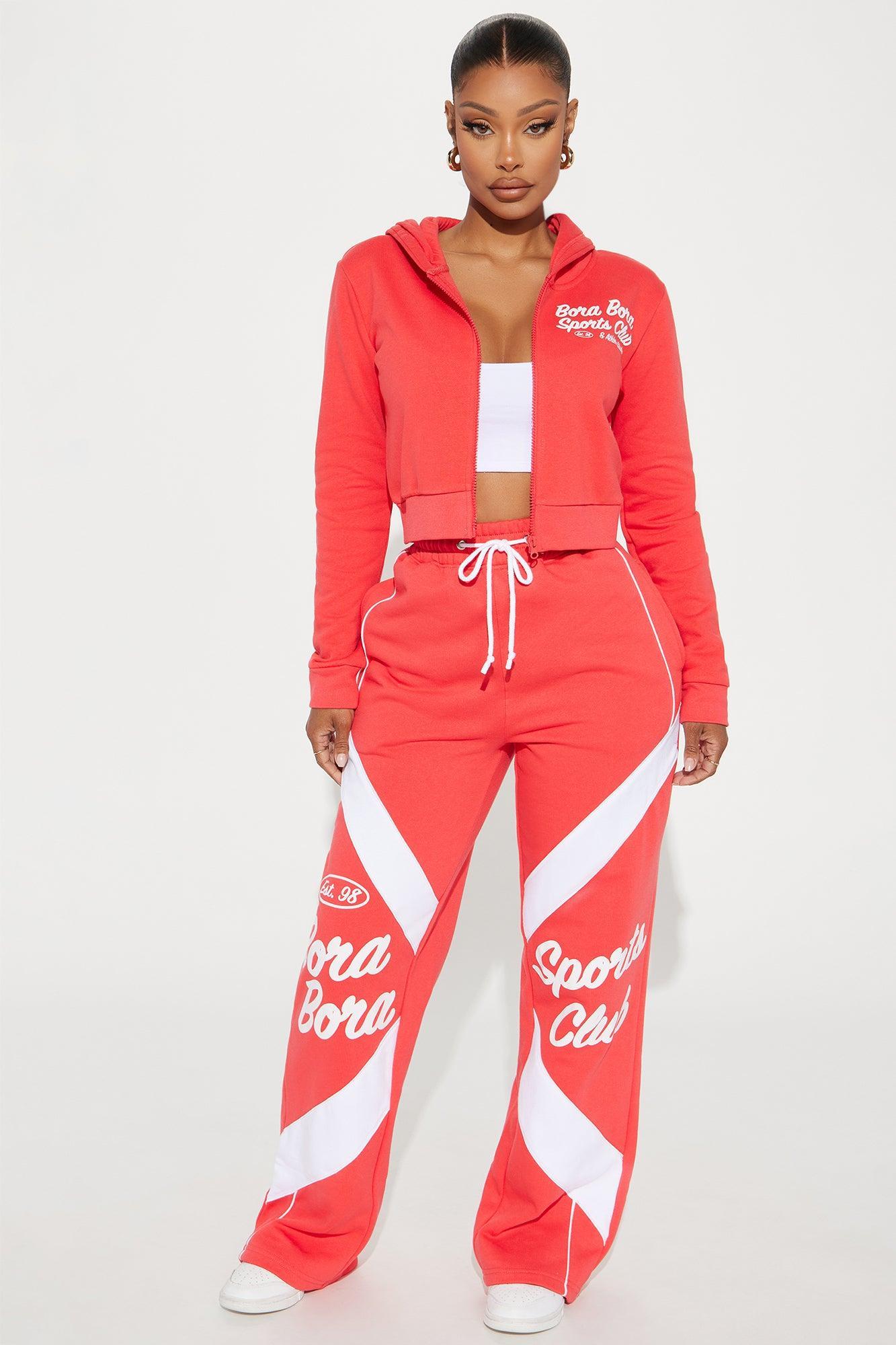 Bora Bora Sports Club Zip Front Hoodie - Red Product Image