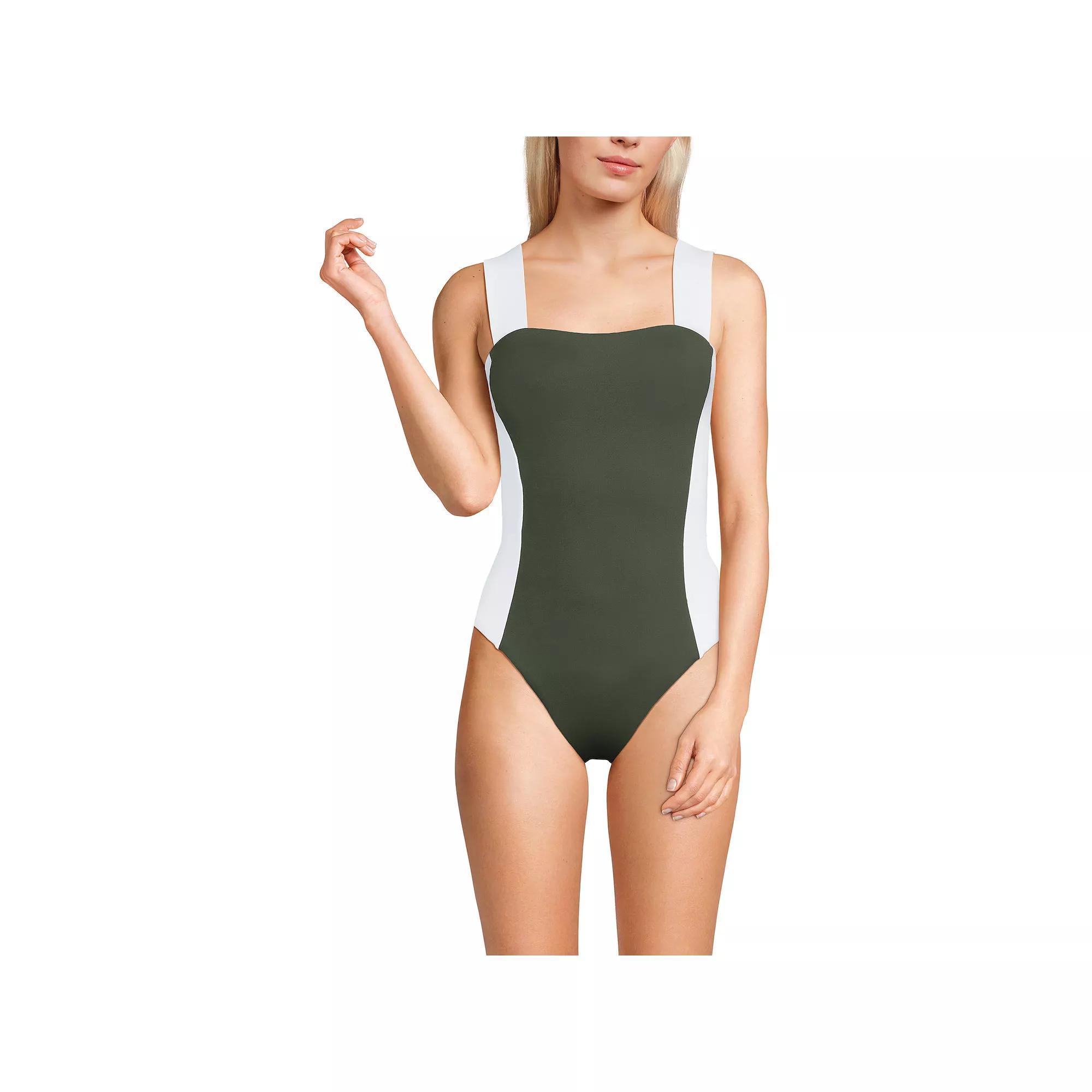 Women's Lands' End Square Neck High Leg One-Piece Swimsuit,  Product Image