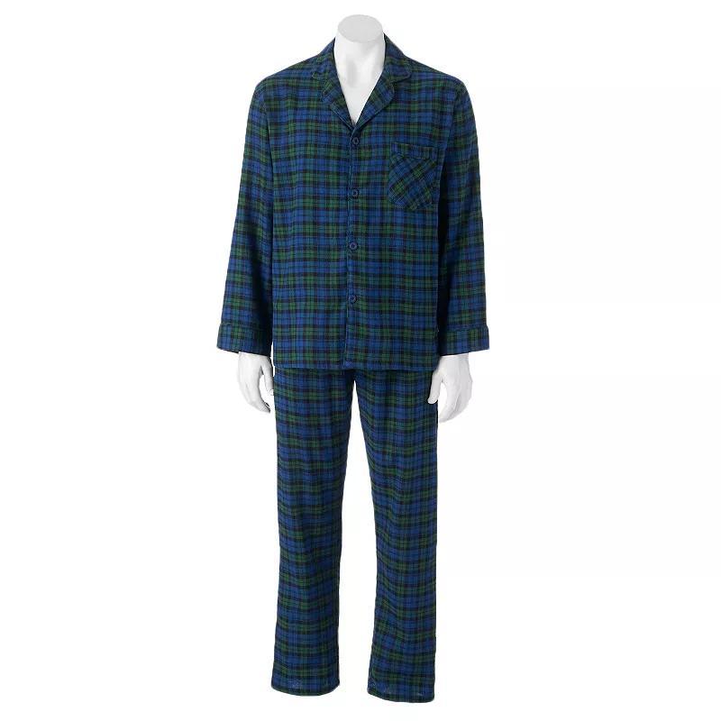 Big & Tall Hanes® Plaid Flannel Pajama Set, Men's, Size: 3XL, Blackwatch Plaid Product Image