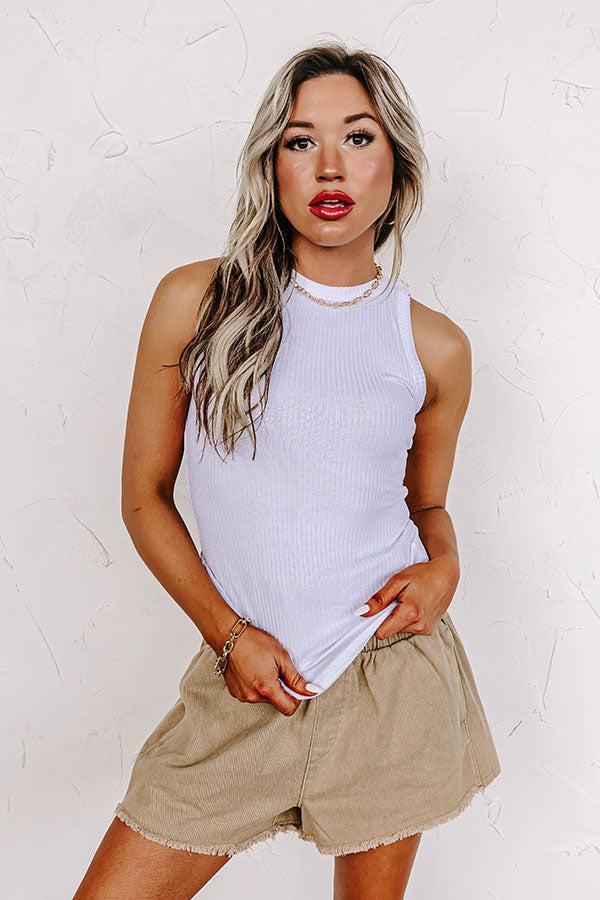 Carefree Days Ribbed Tank in White Product Image