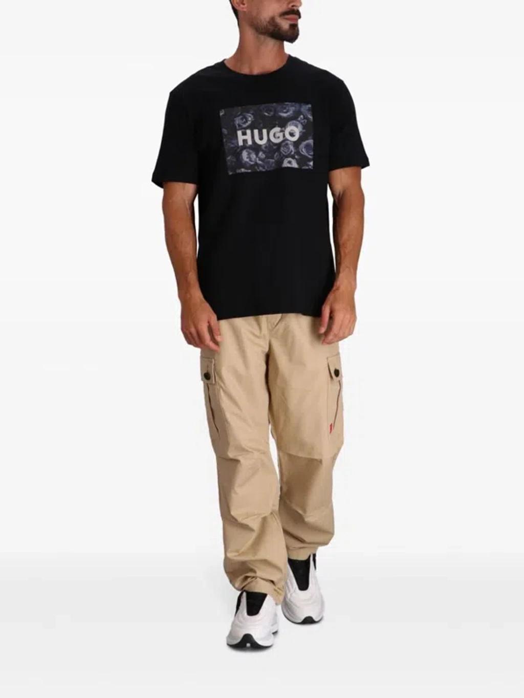 HUGO BOSS Logo-print Cotton T-shirt In Black Product Image