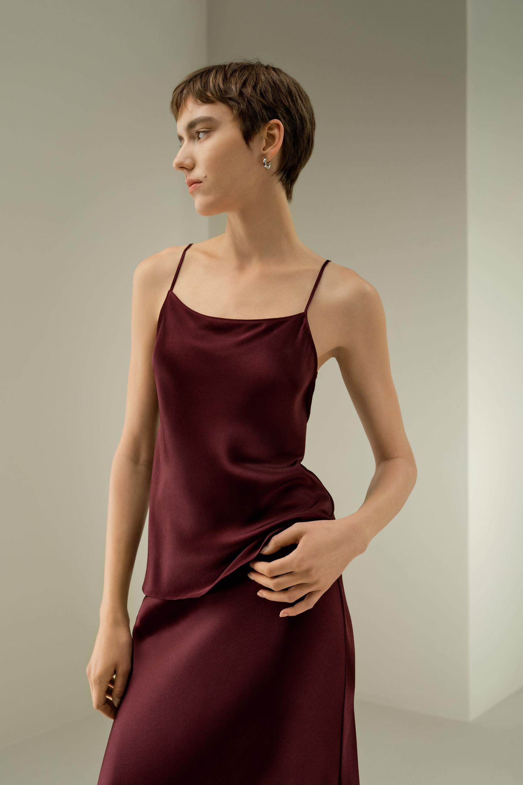 Double-Faced Silk Charmeuse Bias Cami Product Image