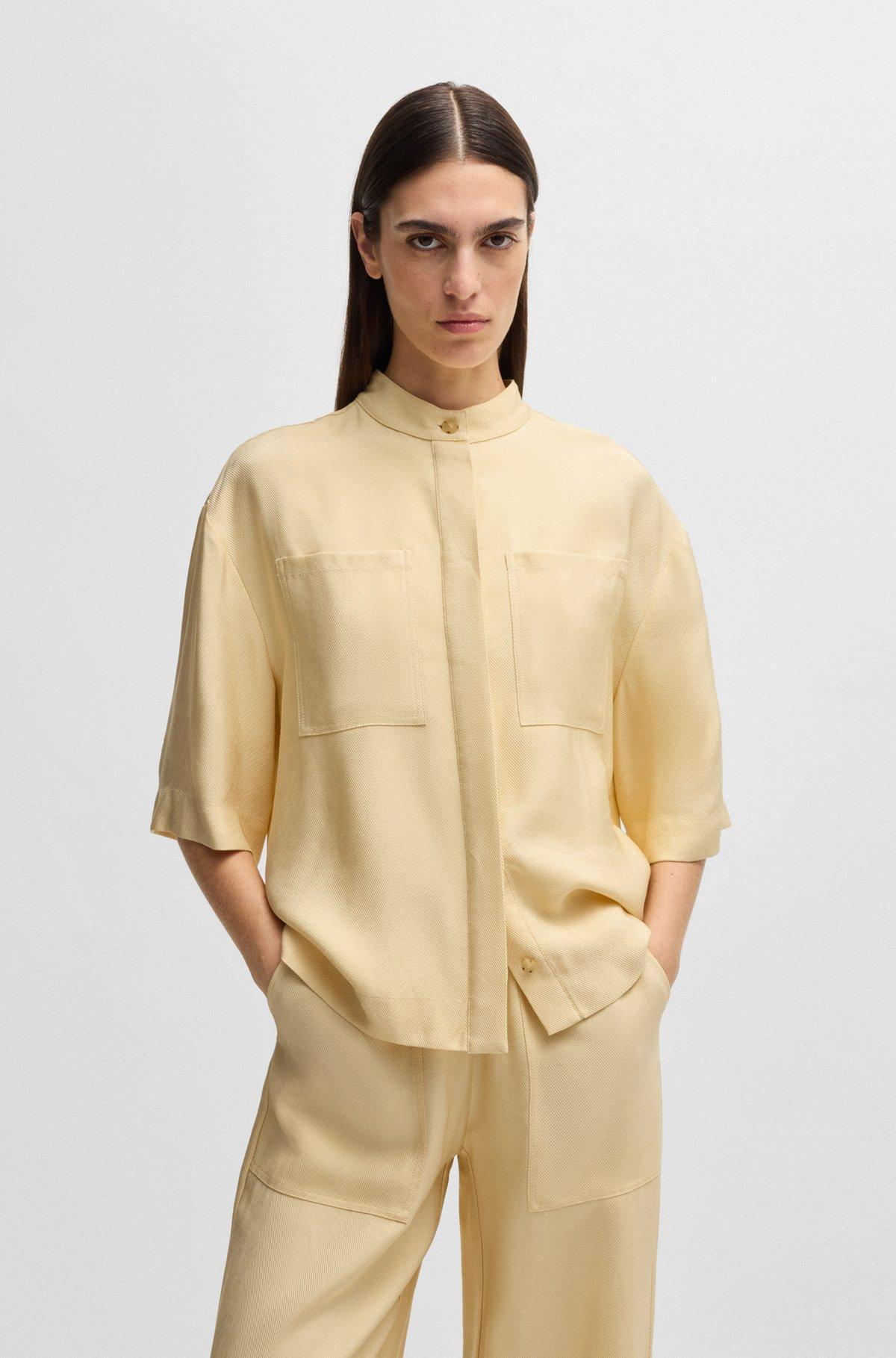 Relaxed-fit blouse in soft twill with stand collar Product Image