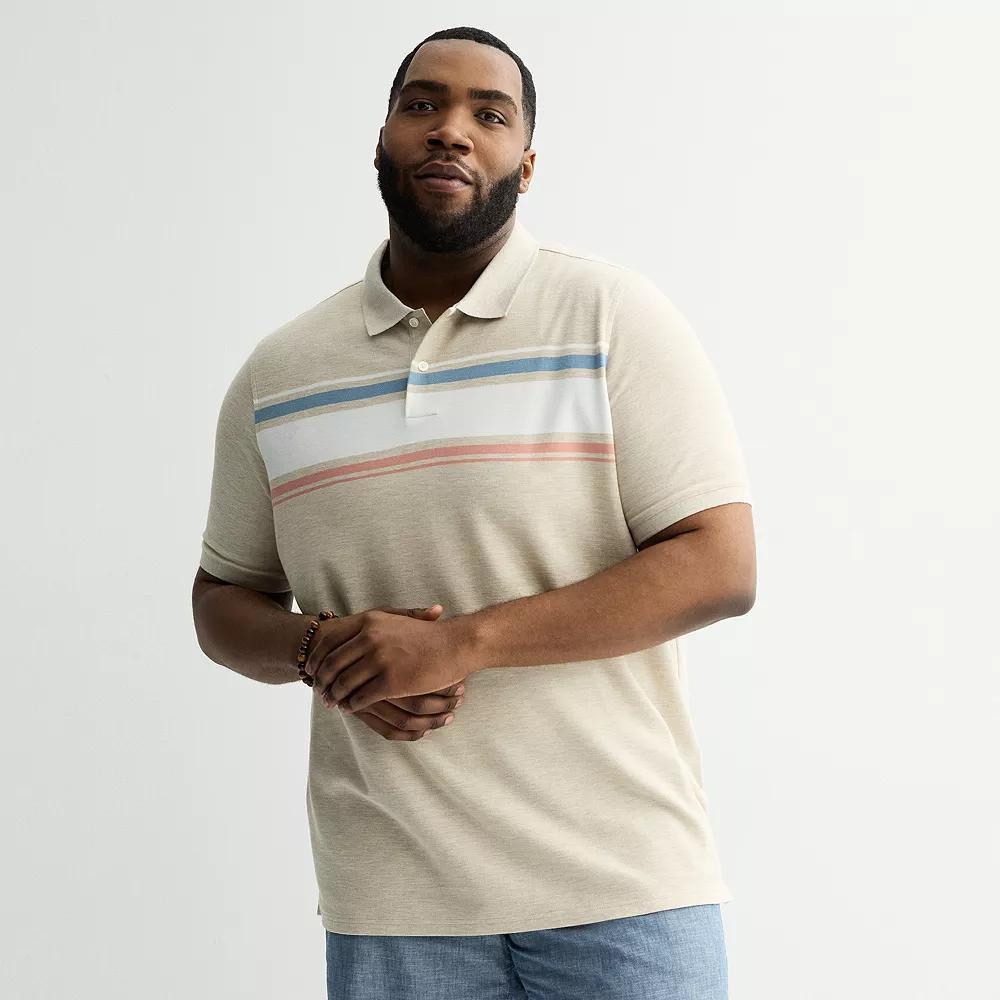 Big & Tall Sonoma Goods For Life® The Essential Pique Polo, Men's, Size: XXL Tall, Brown Stripe Product Image