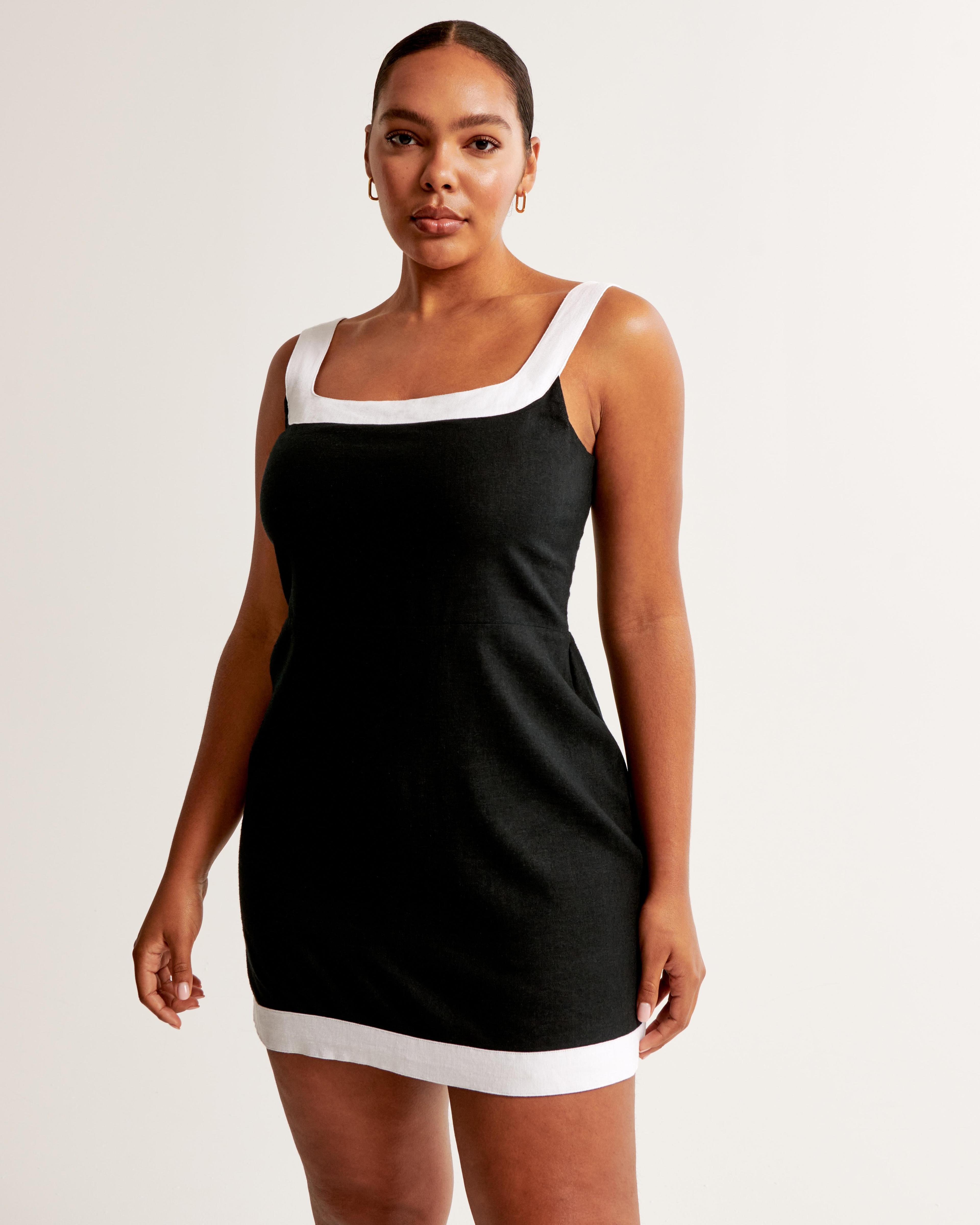 Linen-Blend Wide Strap Mini Dress Product Image