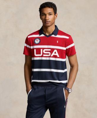 Polo Ralph Lauren Mens Team Usa Custom Slim-Fit Stretch Striped Mesh Polo Shirt Product Image