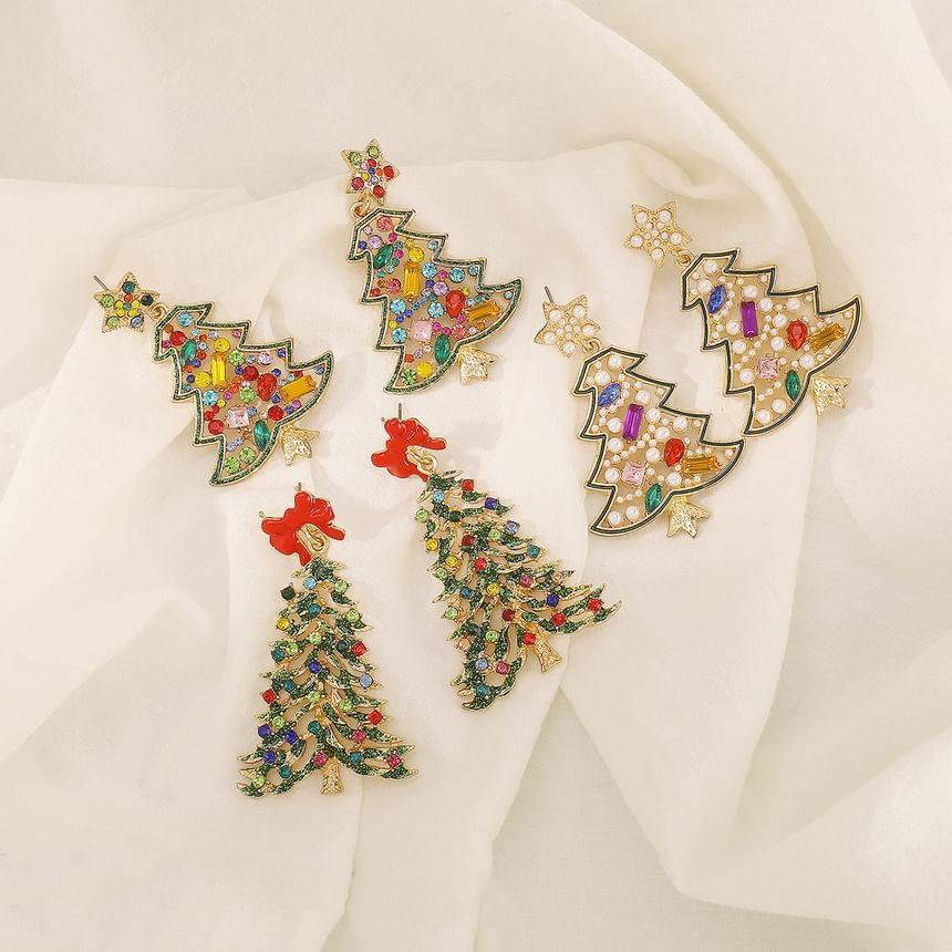 Rhinestone Christmas Tree Drop Earring Product Image