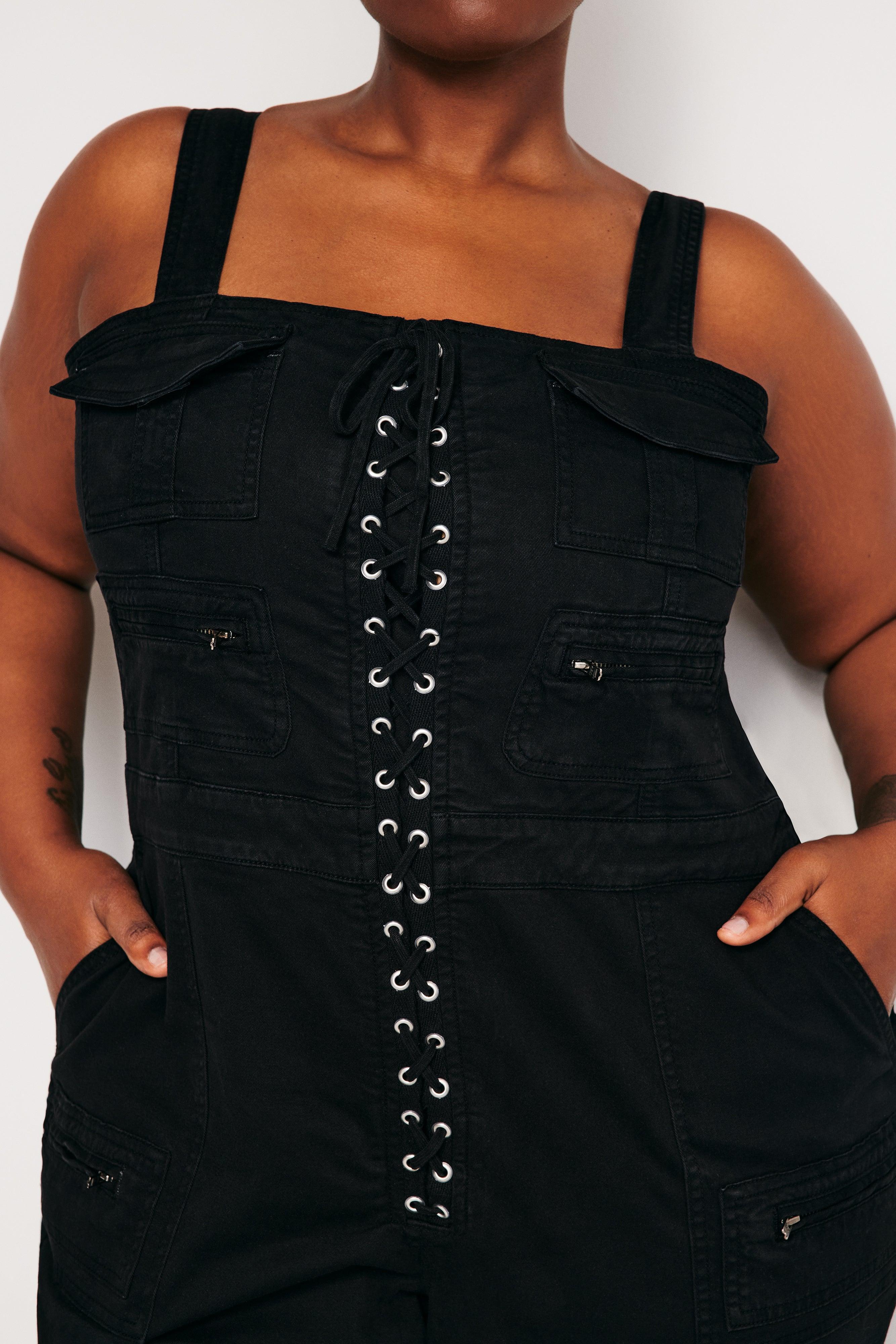 LACE UP UTILITY JUMPSUIT | BLACK001 Product Image