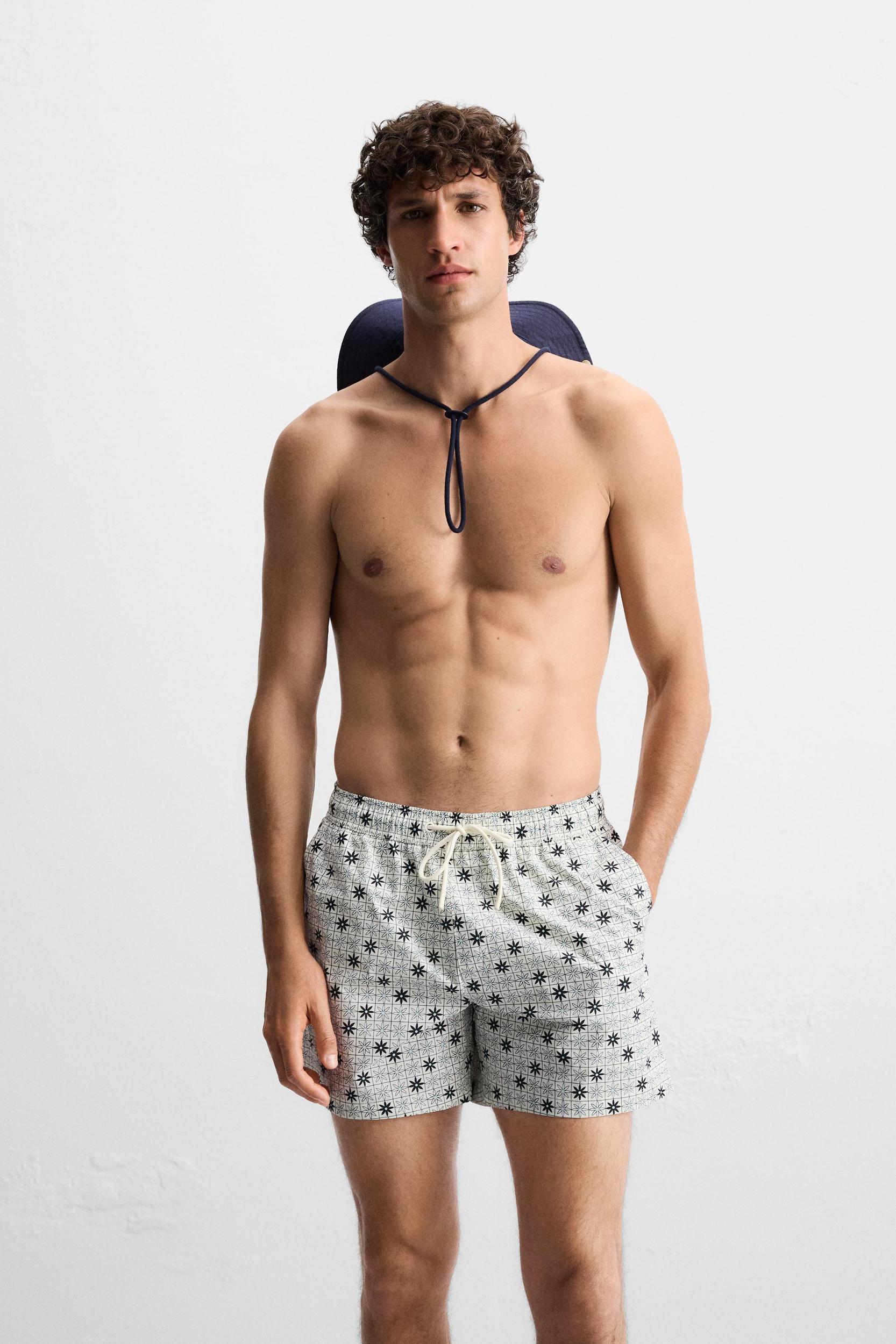 GEOMETRIC PRINT MID-LENGTH SWIMSUIT Product Image