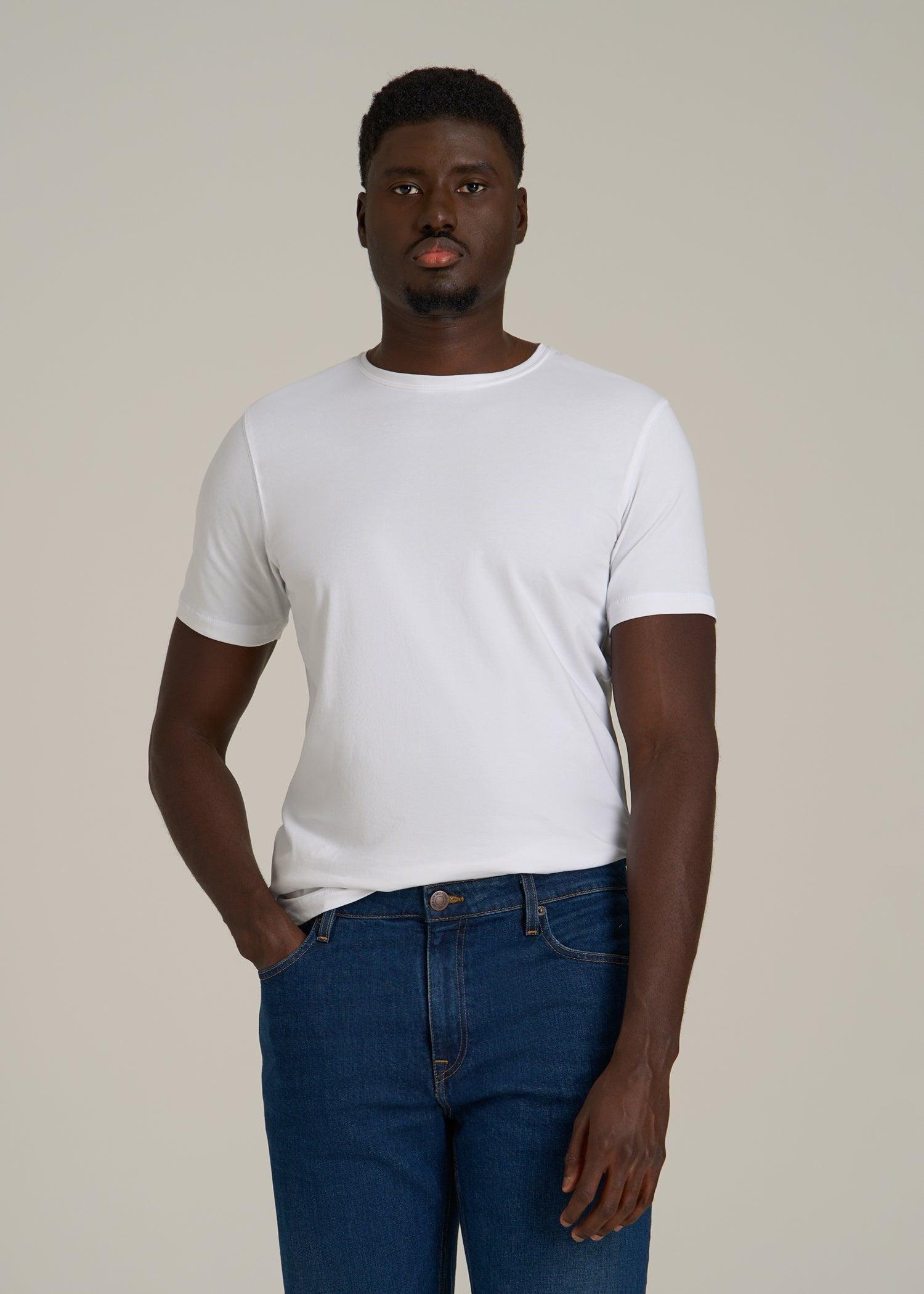The Essential SLIM-FIT Crewneck Tee for Tall Men in White Male Product Image