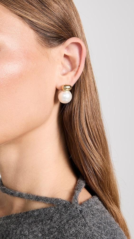 SHASHI Gold Pearl Stud Drop Earrings | Shopbop Product Image