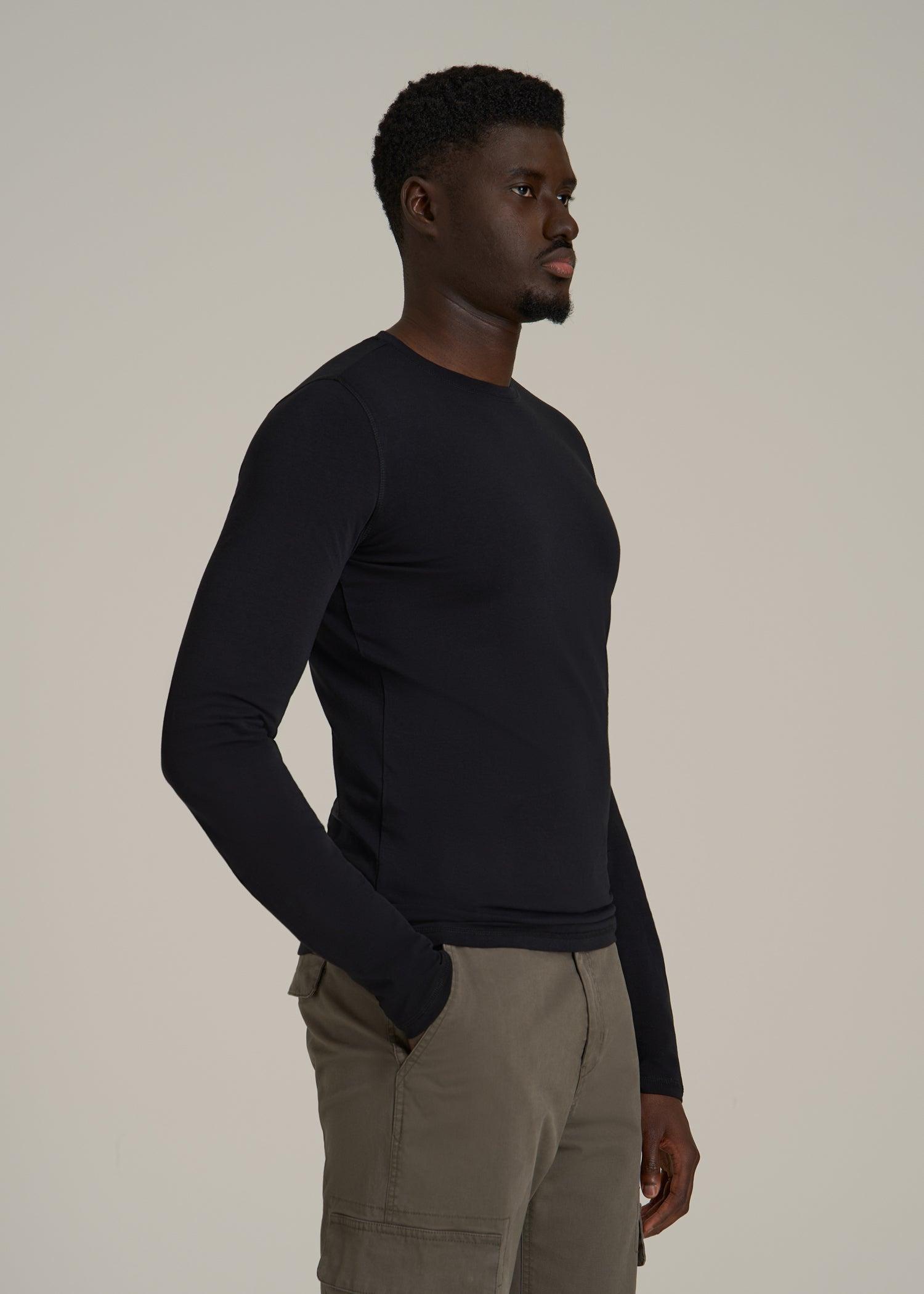 The Essential SLIM-FIT Long Sleeve Tee for Tall Men in Black Male Product Image