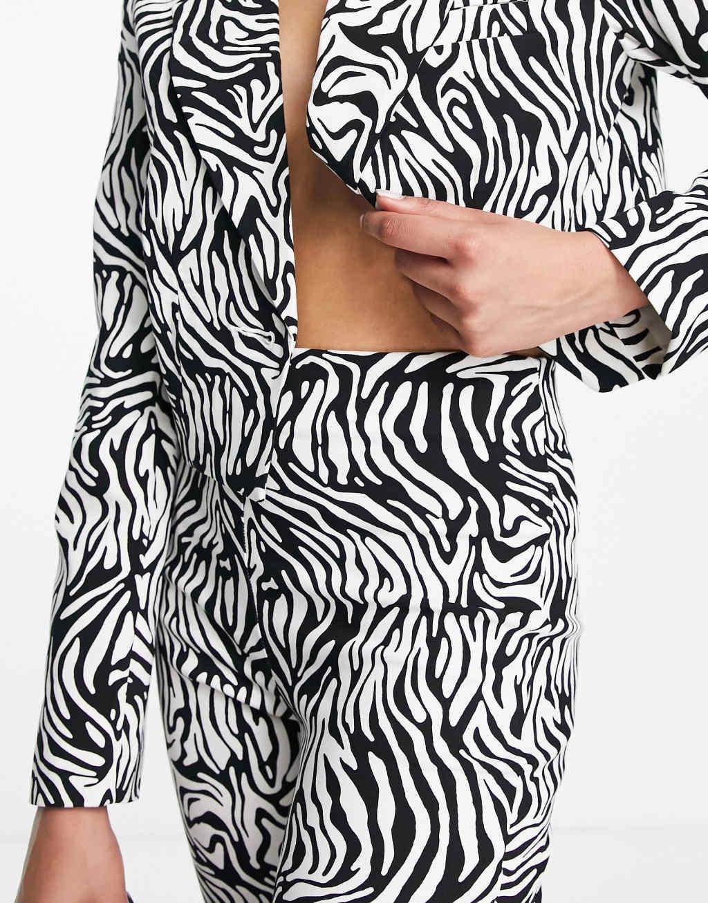 Topshop Tailored stretchy pants in zebra print - part of a set Product Image