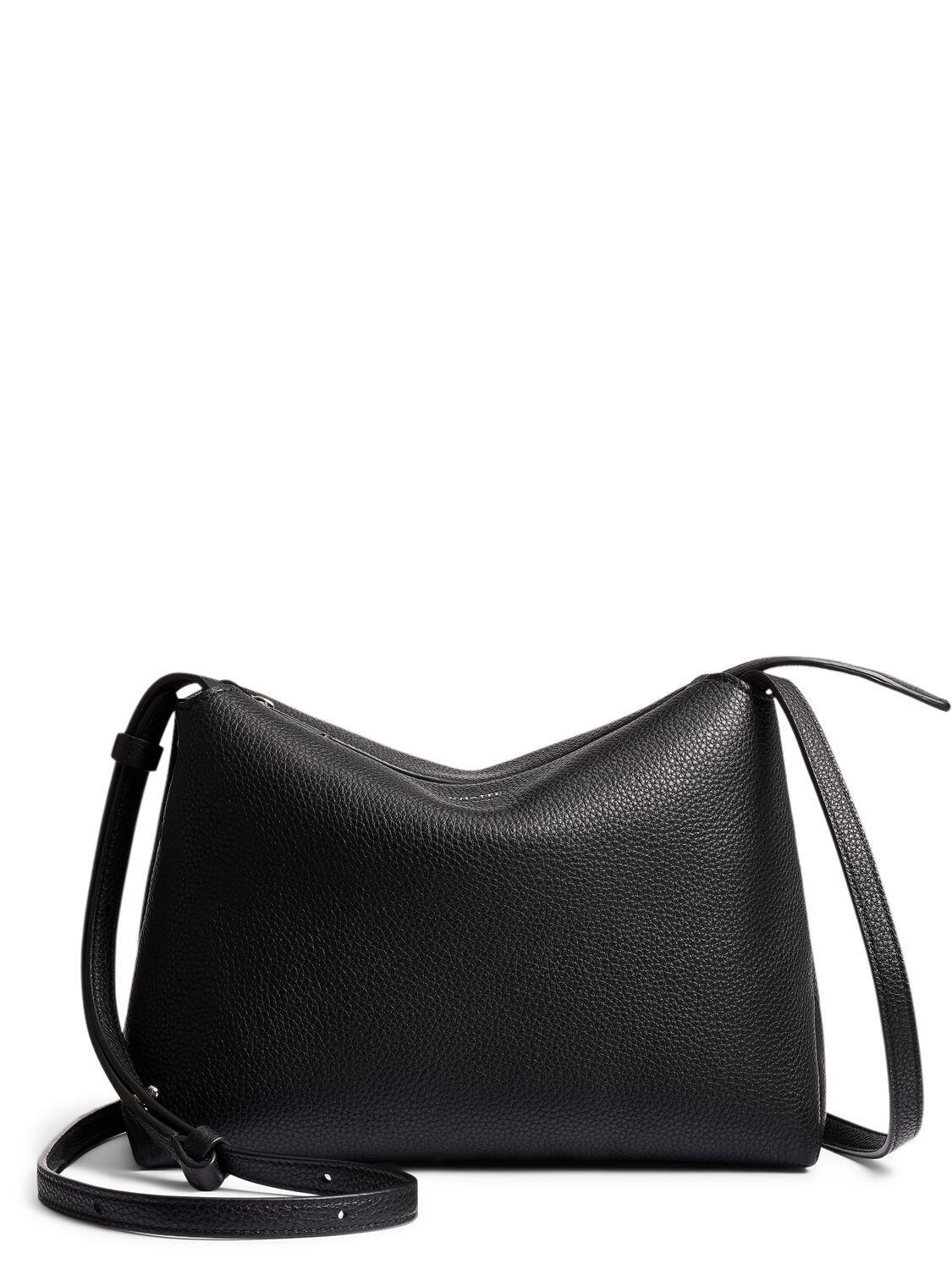 KHAITE Medium Lina Grain Leather Hobo Bag In Black Product Image