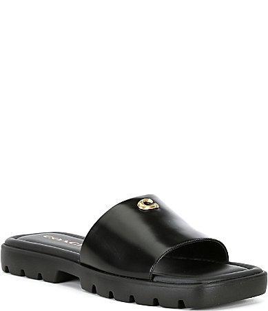 COACH Florence Leather Slide Sandals Product Image