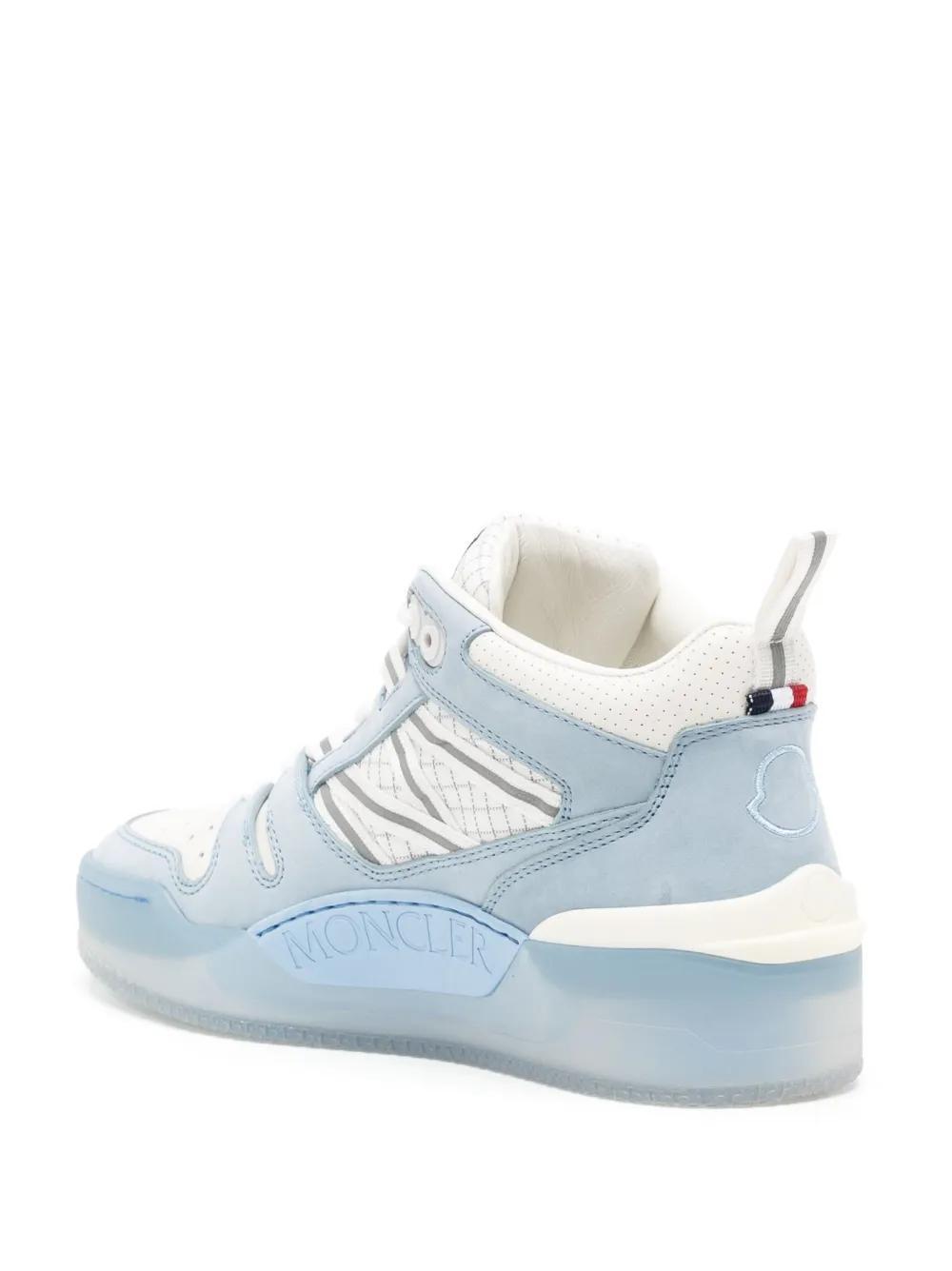 MONCLER Pivot Mid Leather And Ripstop-trimmed Suede Sneakers In Blue Product Image