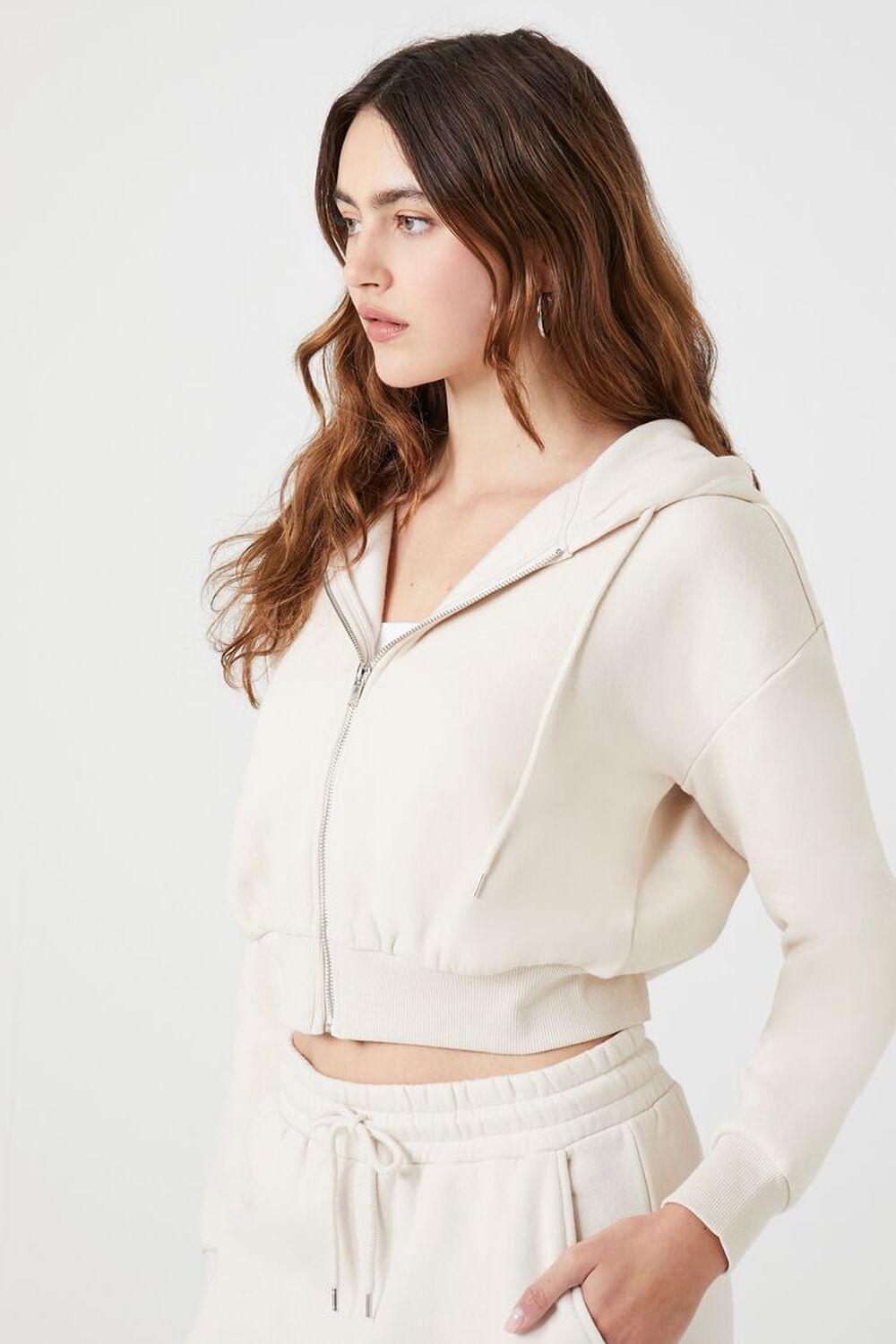 Fleece Cropped Zip-Up Hoodie | Forever 21 Product Image