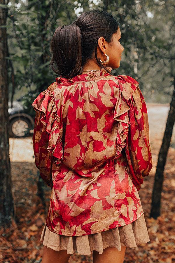 Set The Show Off Satin Ruffle Top Product Image