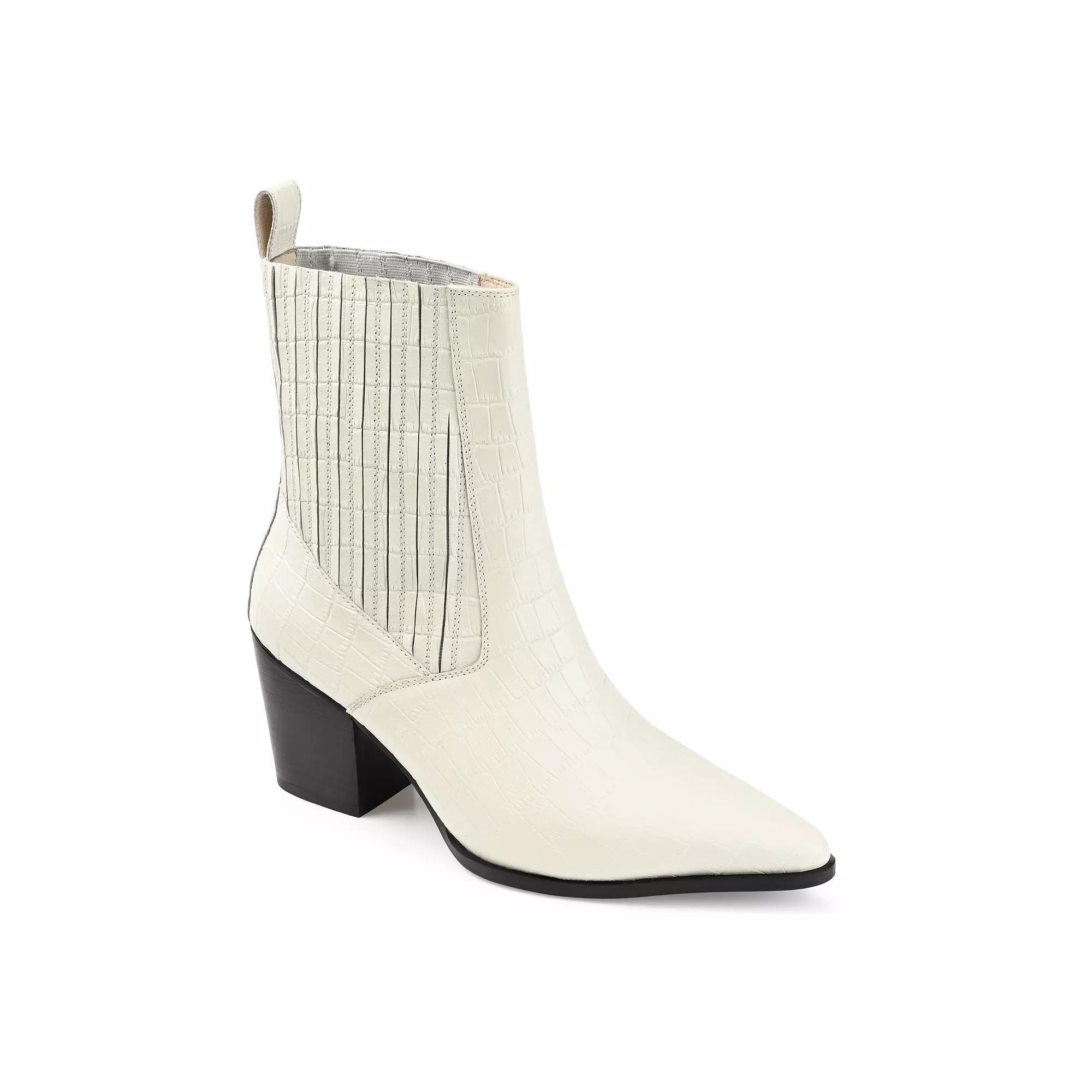 Journee Signature Markka Tru Comfort Foam™ Women's Leather Ankle Boots, Size: 8, Off White Product Image