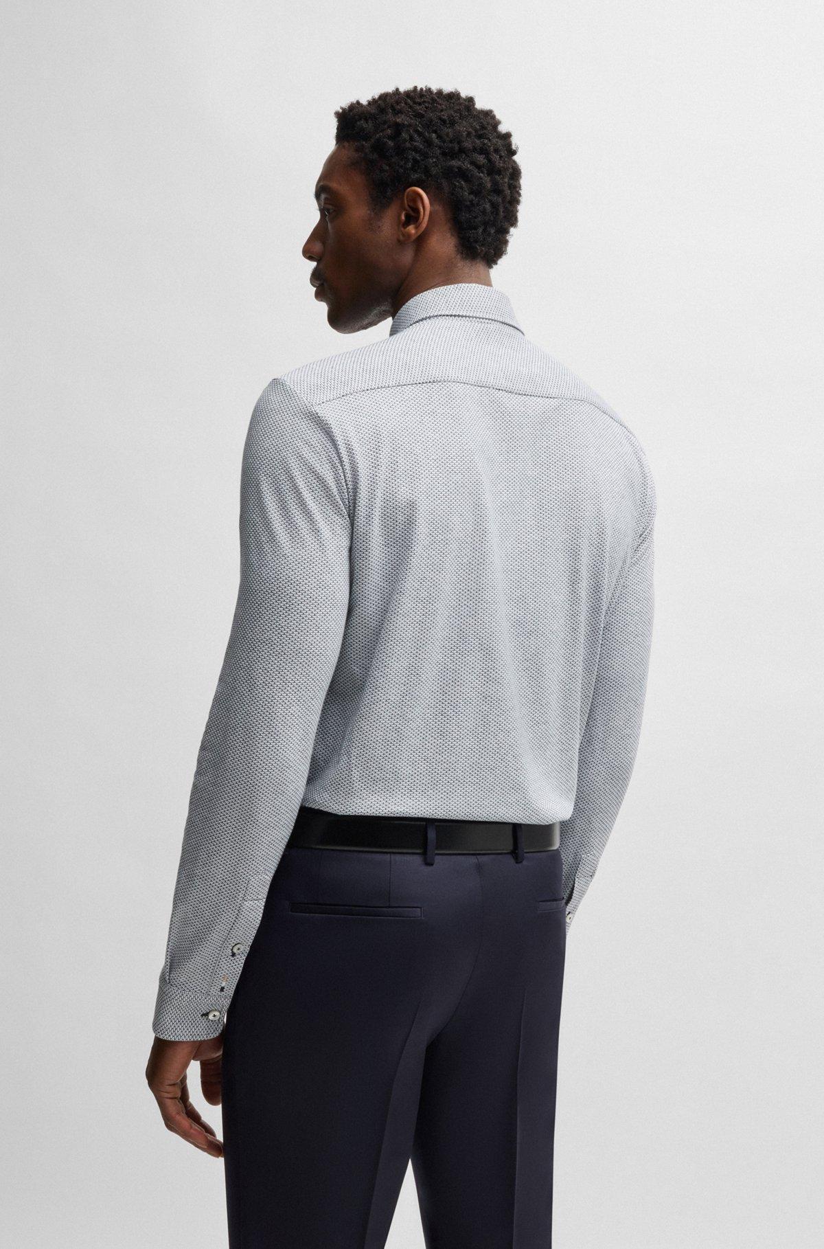 Slim-fit shirt in patterned cotton jacquard Product Image