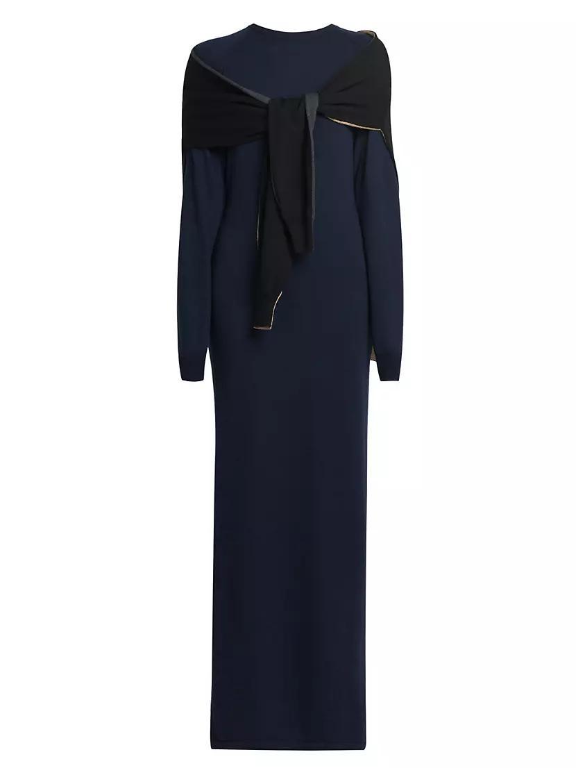 Tie-Front Wool Cardigan Maxi Dress Product Image